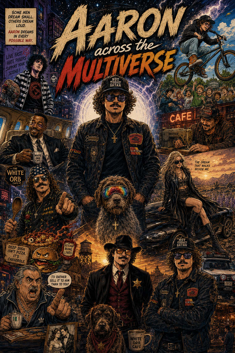 Welcome to the Multiverse comic cover with the full cast of Aarons