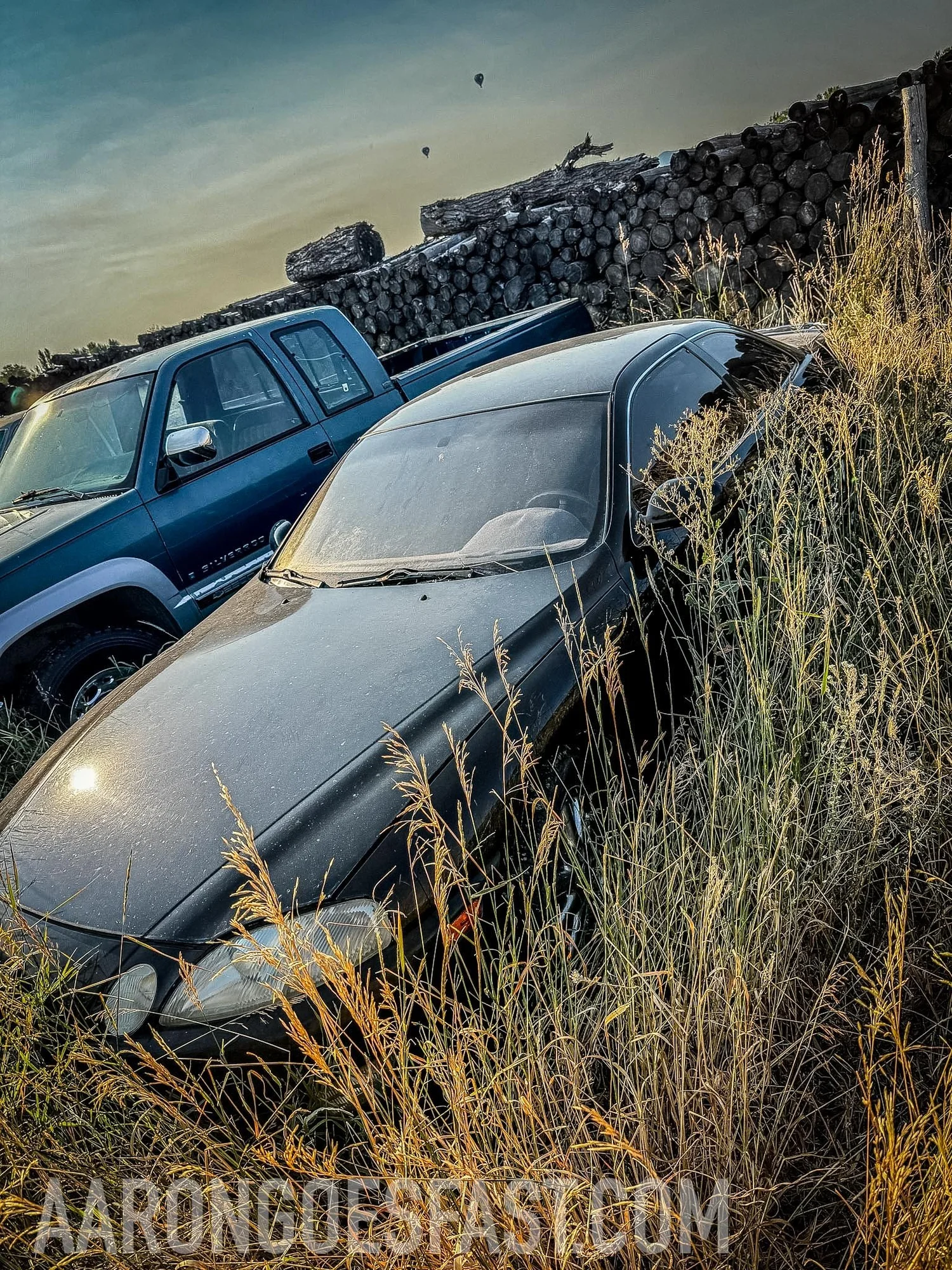 Dark Lexus SC coupe next to a blue Toyota