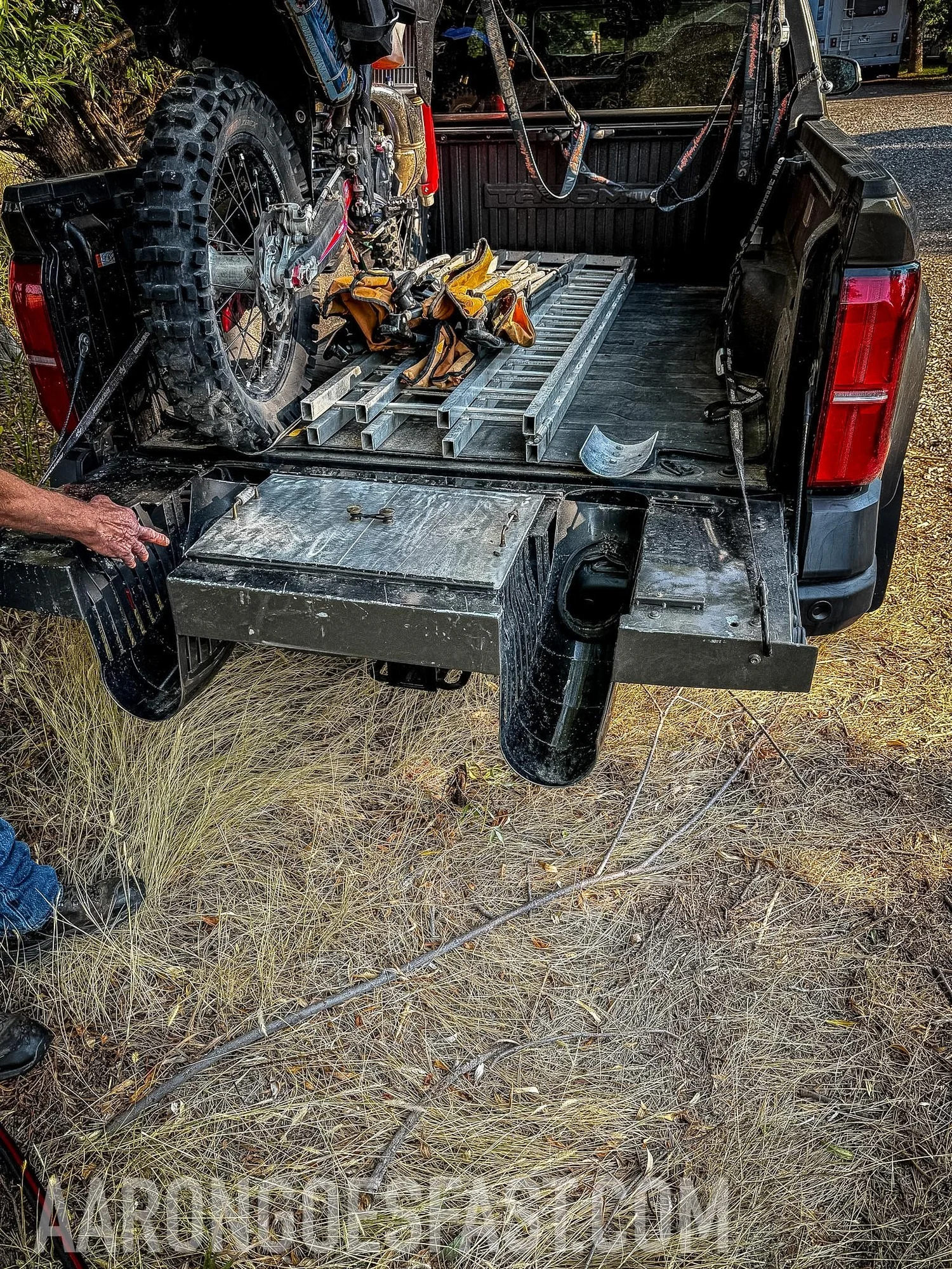 Custom bed setup and ramps in the Tacoma Trailhunter