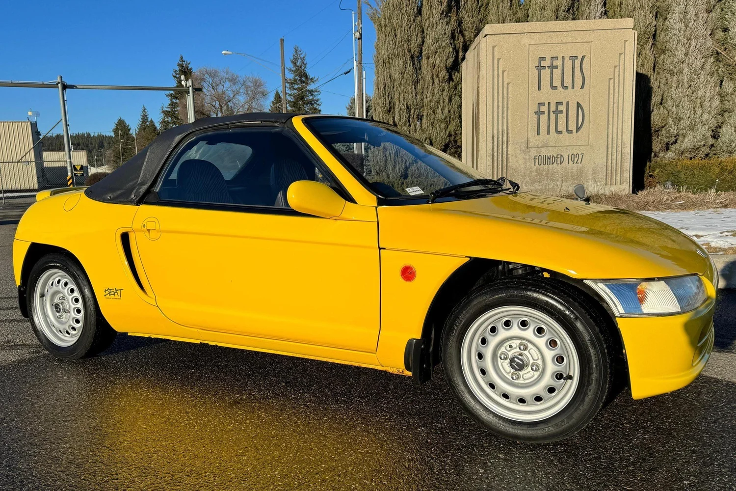 Carnival Yellow 1991 Honda Beat with black soft top in Spokane, Washington