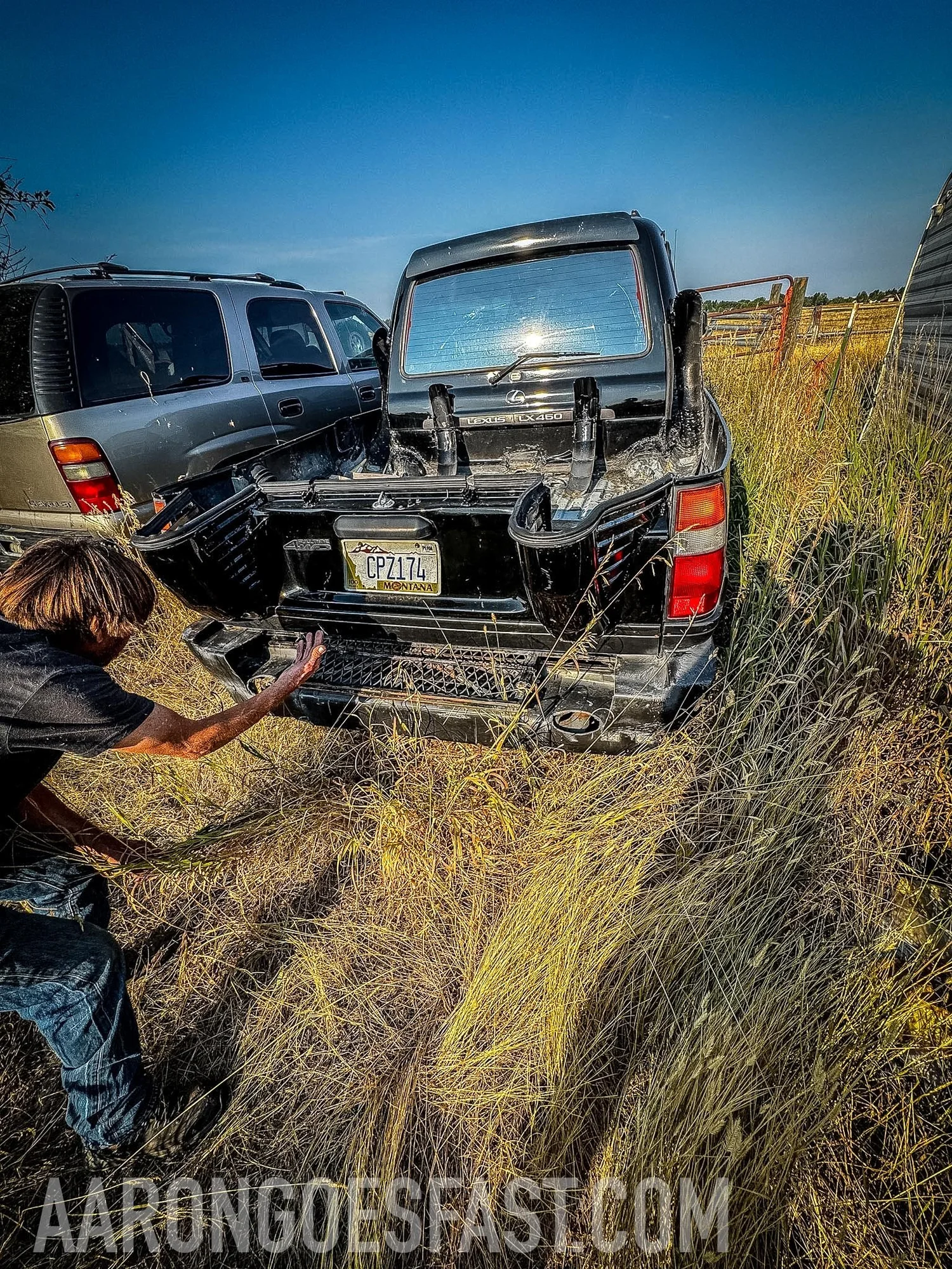 The rear of Bob's 80 Series Land Cruiser project with the hatch and tailgate open