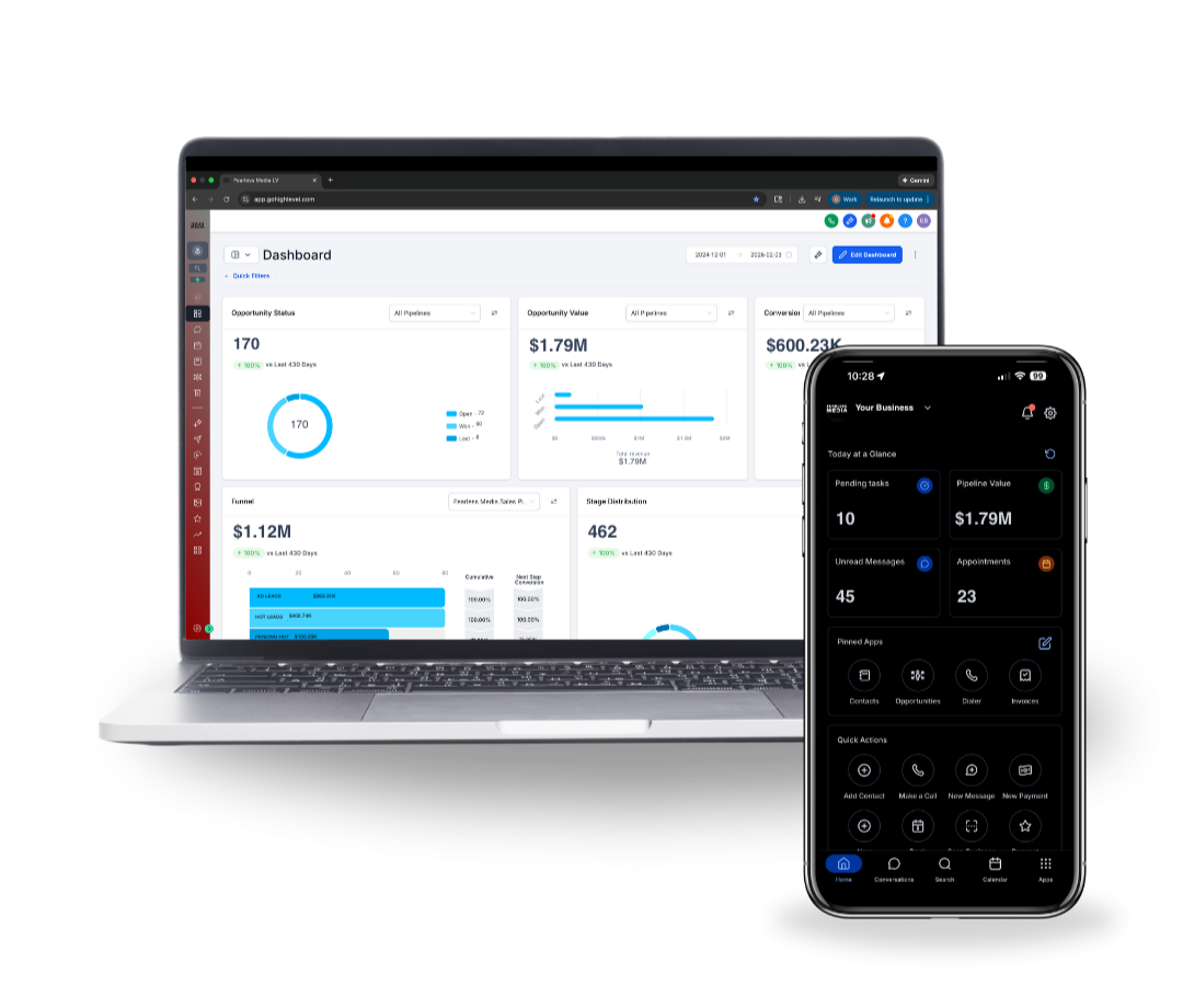 Lead tracking dashboard on laptop and mobile