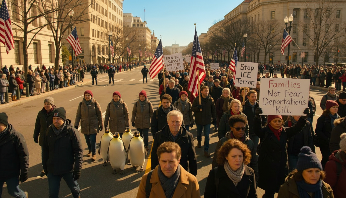People and Penguins Protest ICE