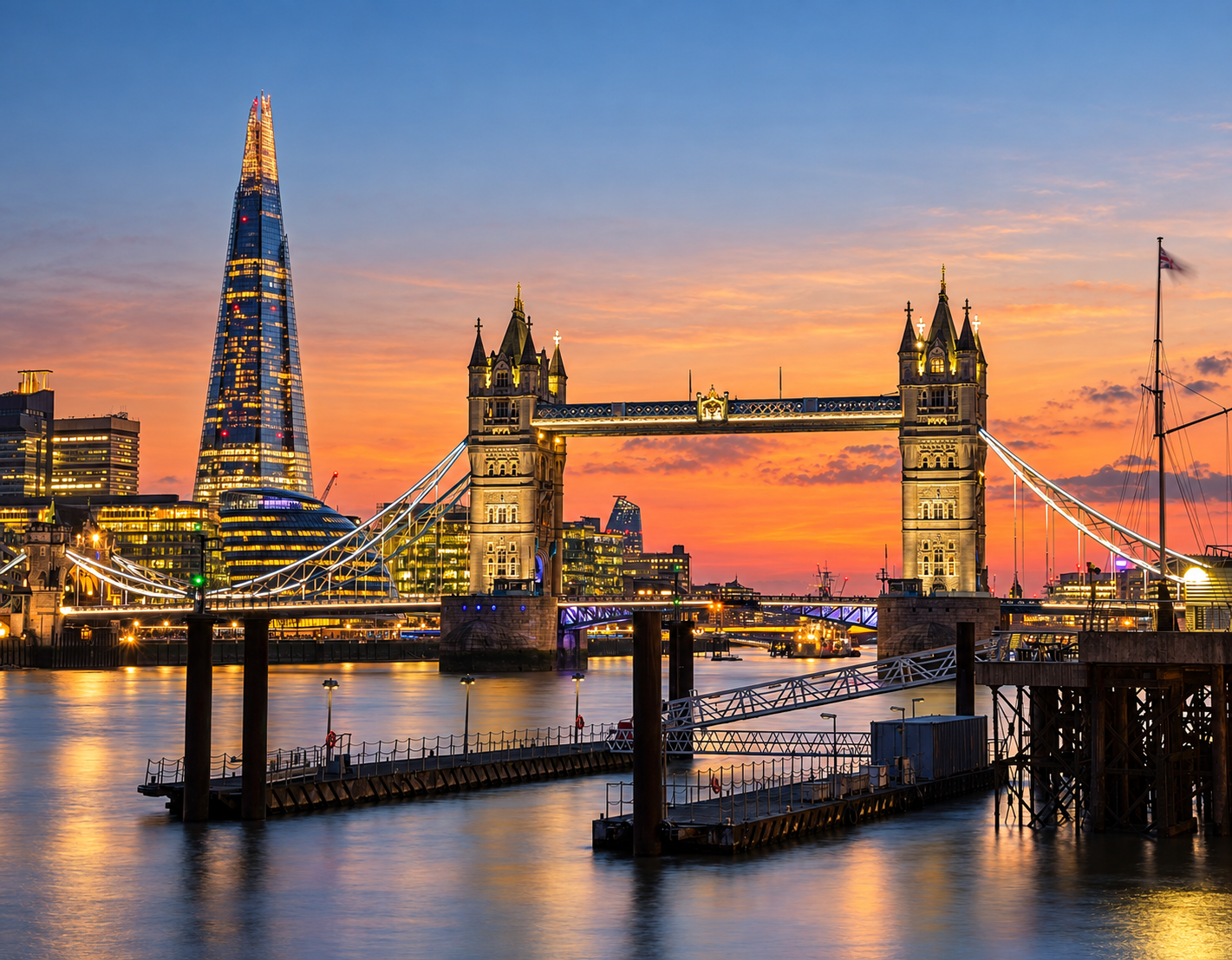 Tower Bridge and the Thames at golden hour