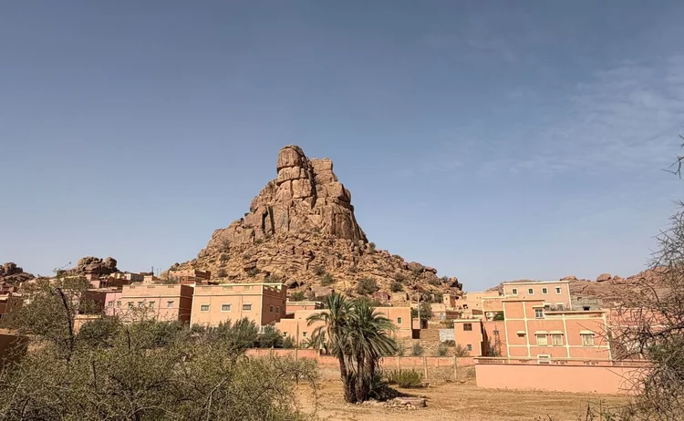 Atlas mountain landscape above a Moroccan village