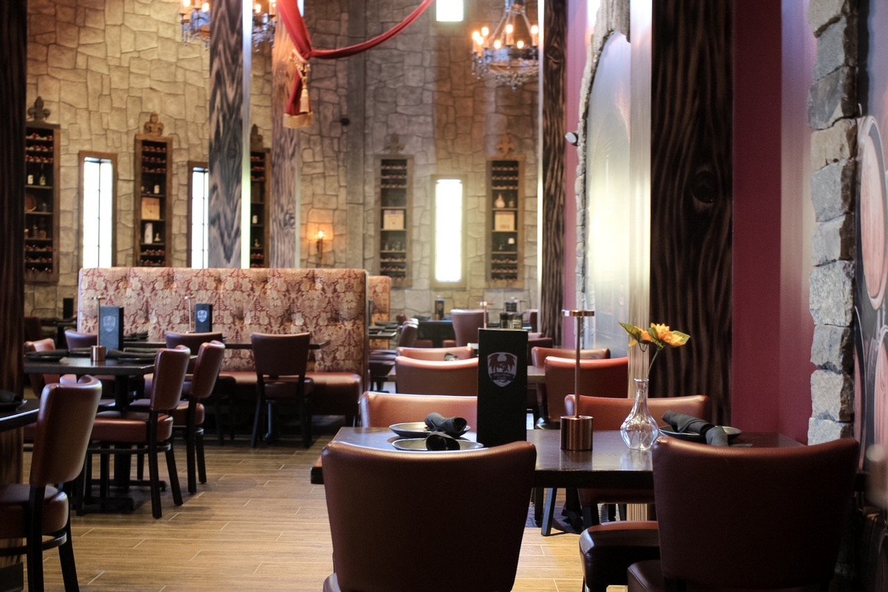 Tables set in The Tavern dining room