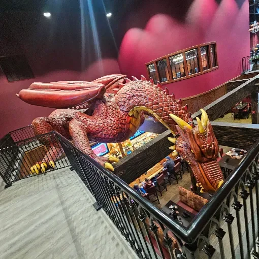 The dragon over The Tavern, from the stairs