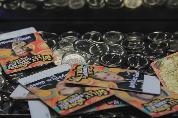 Arcade game cards and tokens at Silver Stone Castle in Swansea, MA
