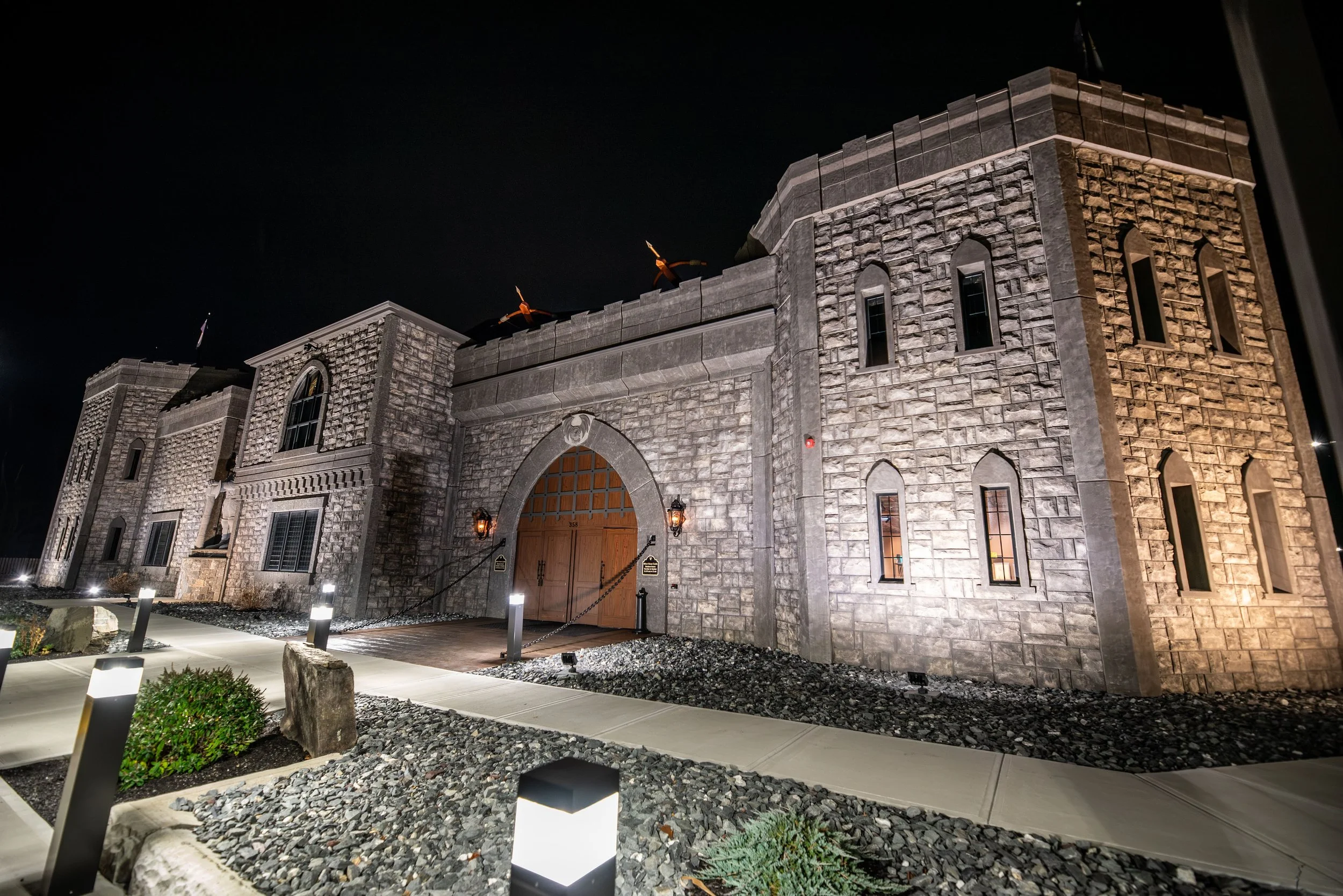 Silver Stone Castle at night