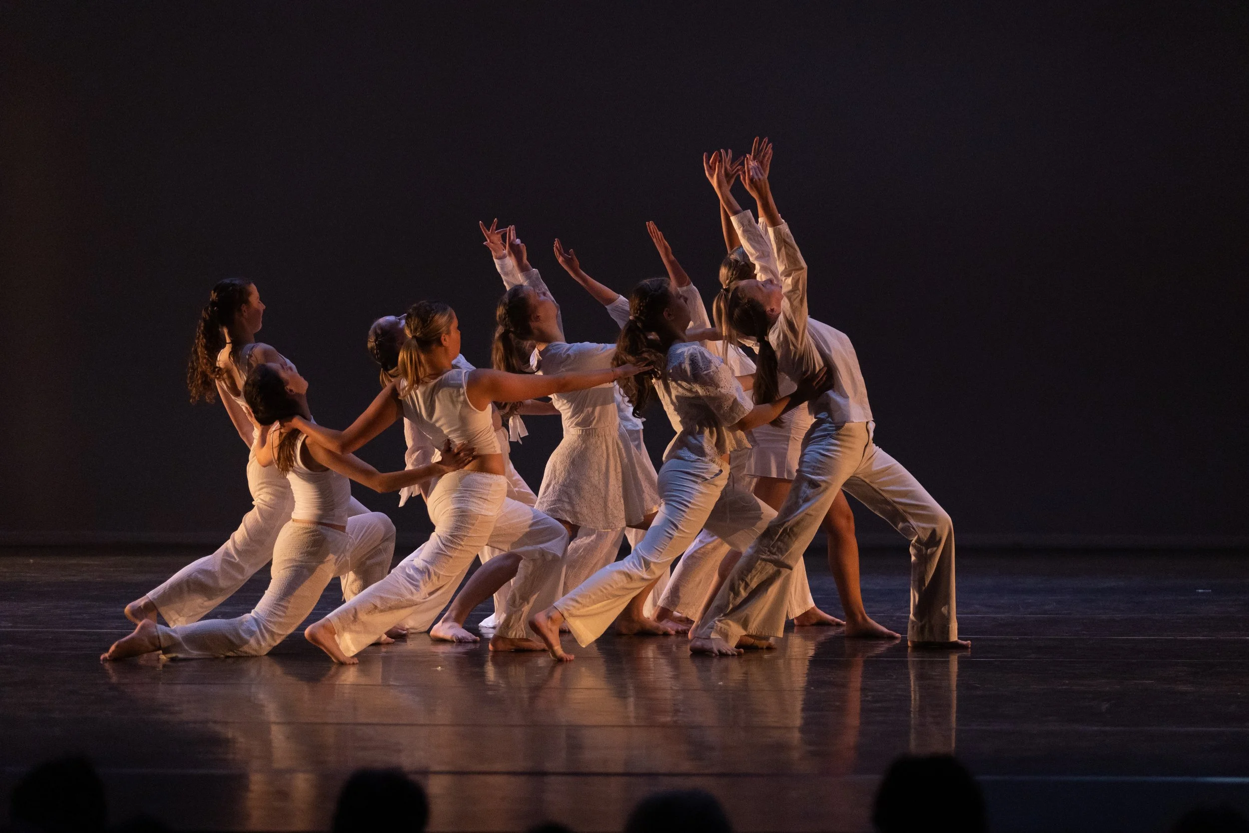 Dansers op het podium tijdens een uitvoering