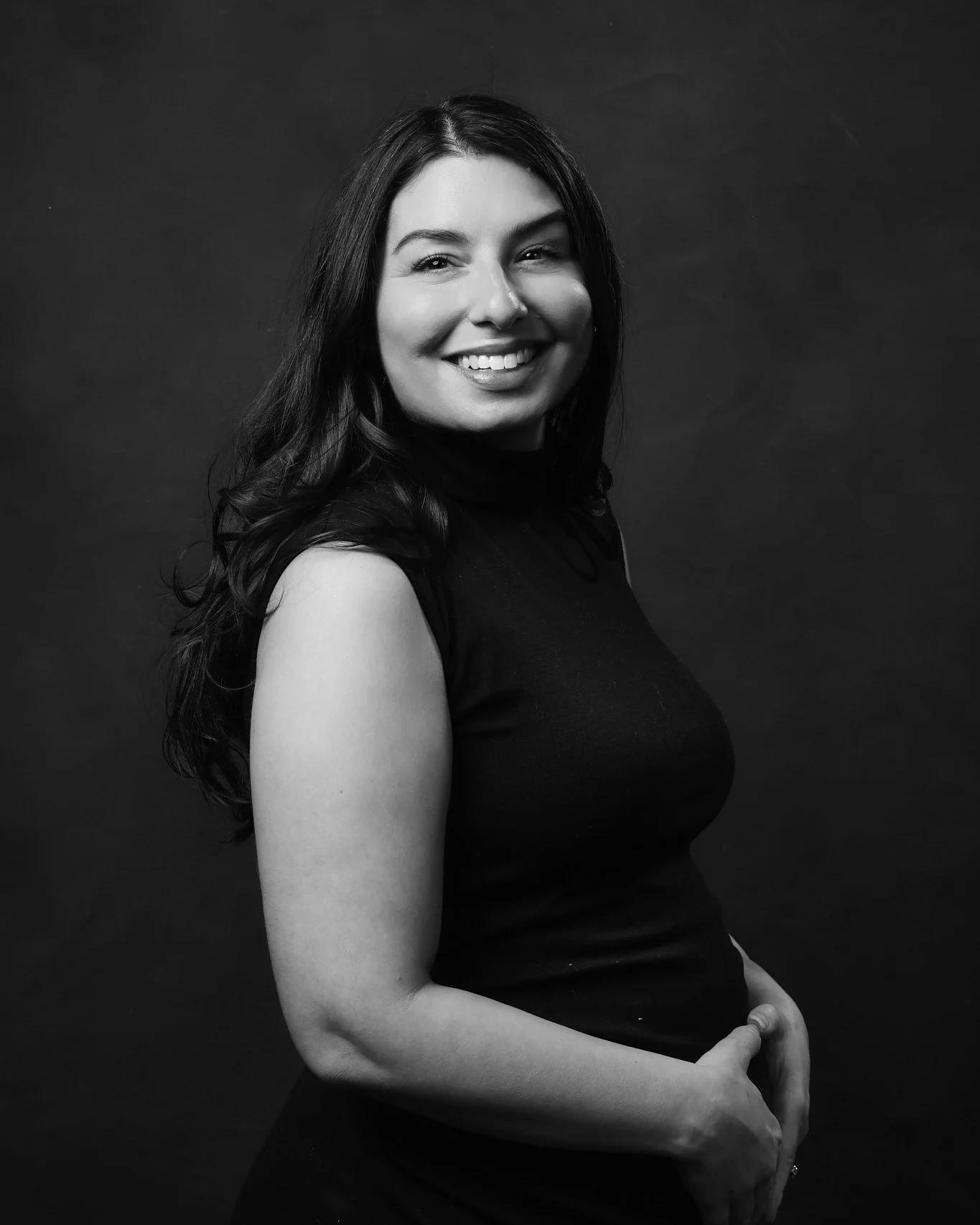 A framed black and white portrait