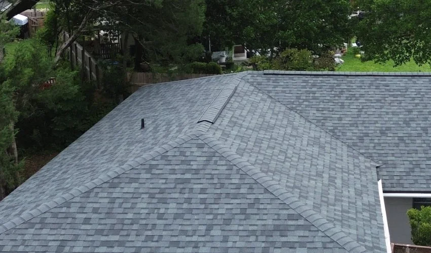 The finished 7V roof replacement with new gray architectural shingles