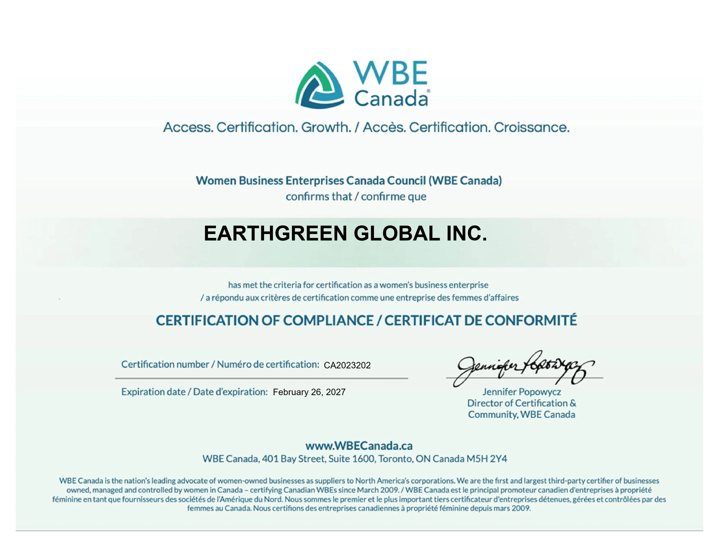WBE Certificate