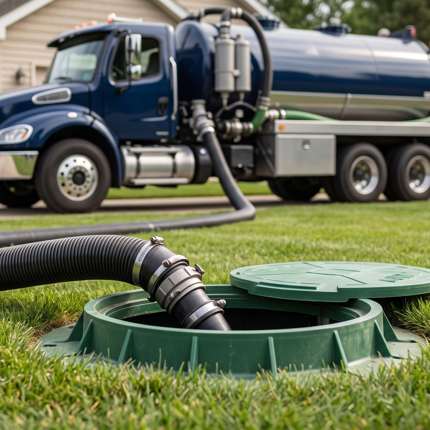 submerged septic tank lid with surrounding grass