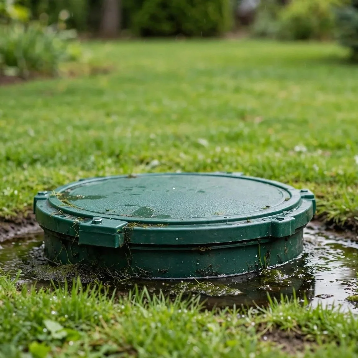 foul septic drain field saturated ground warning sign