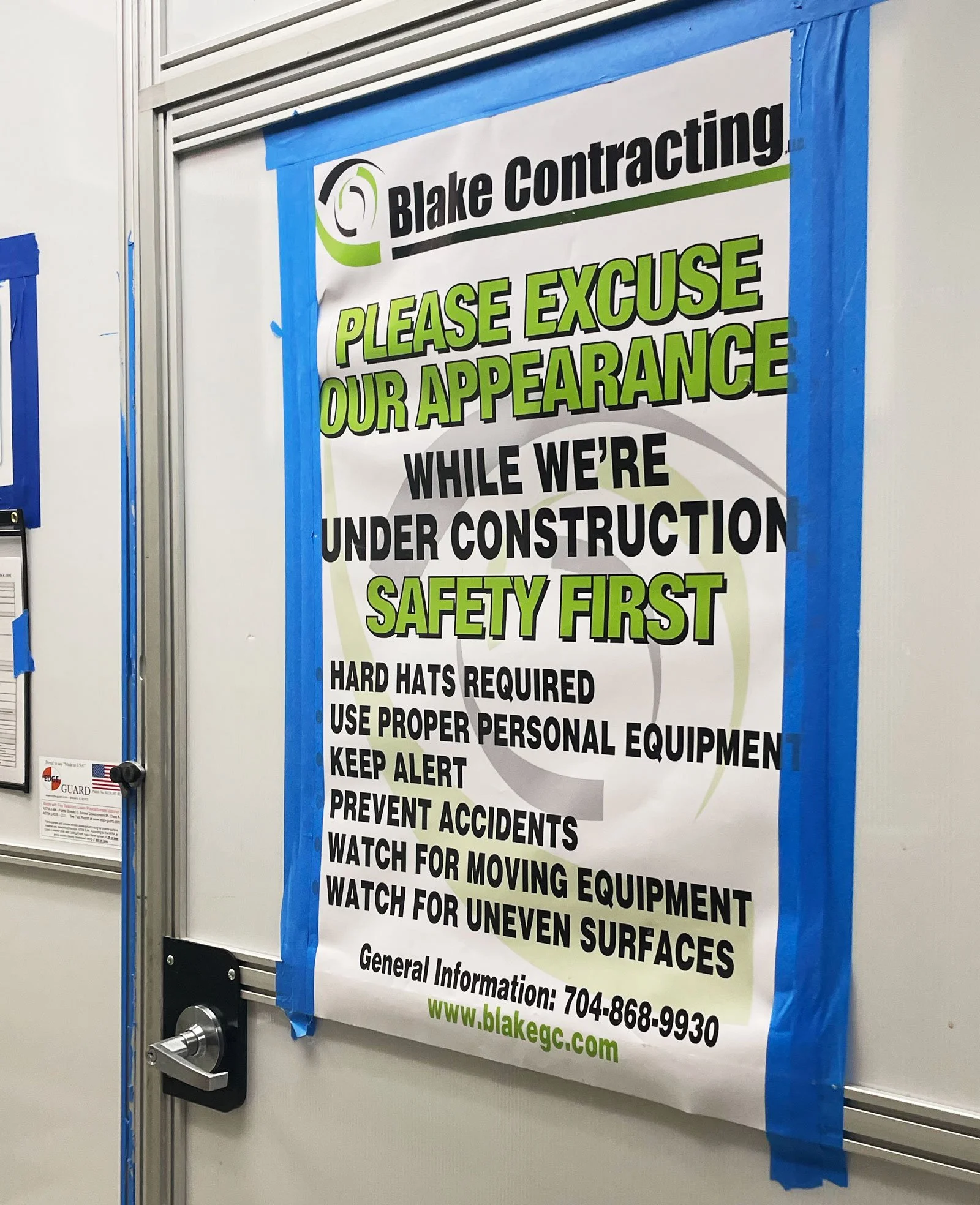 Blake Contracting work site sign