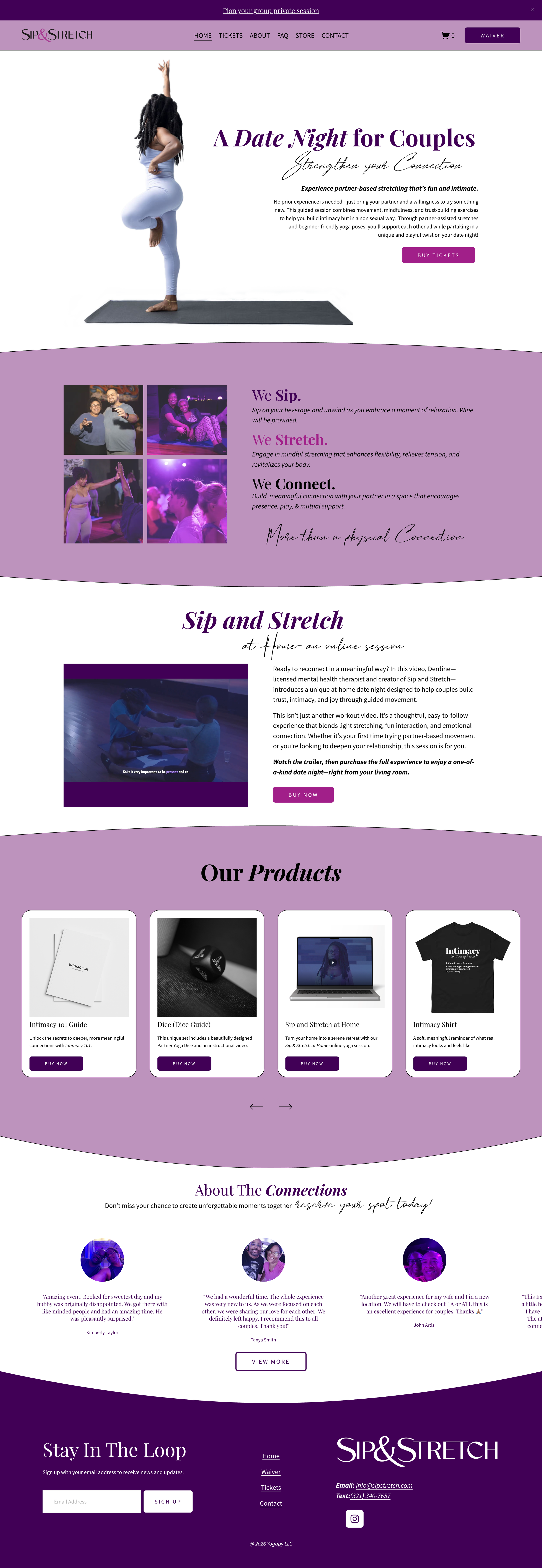 Sip and Stretch website