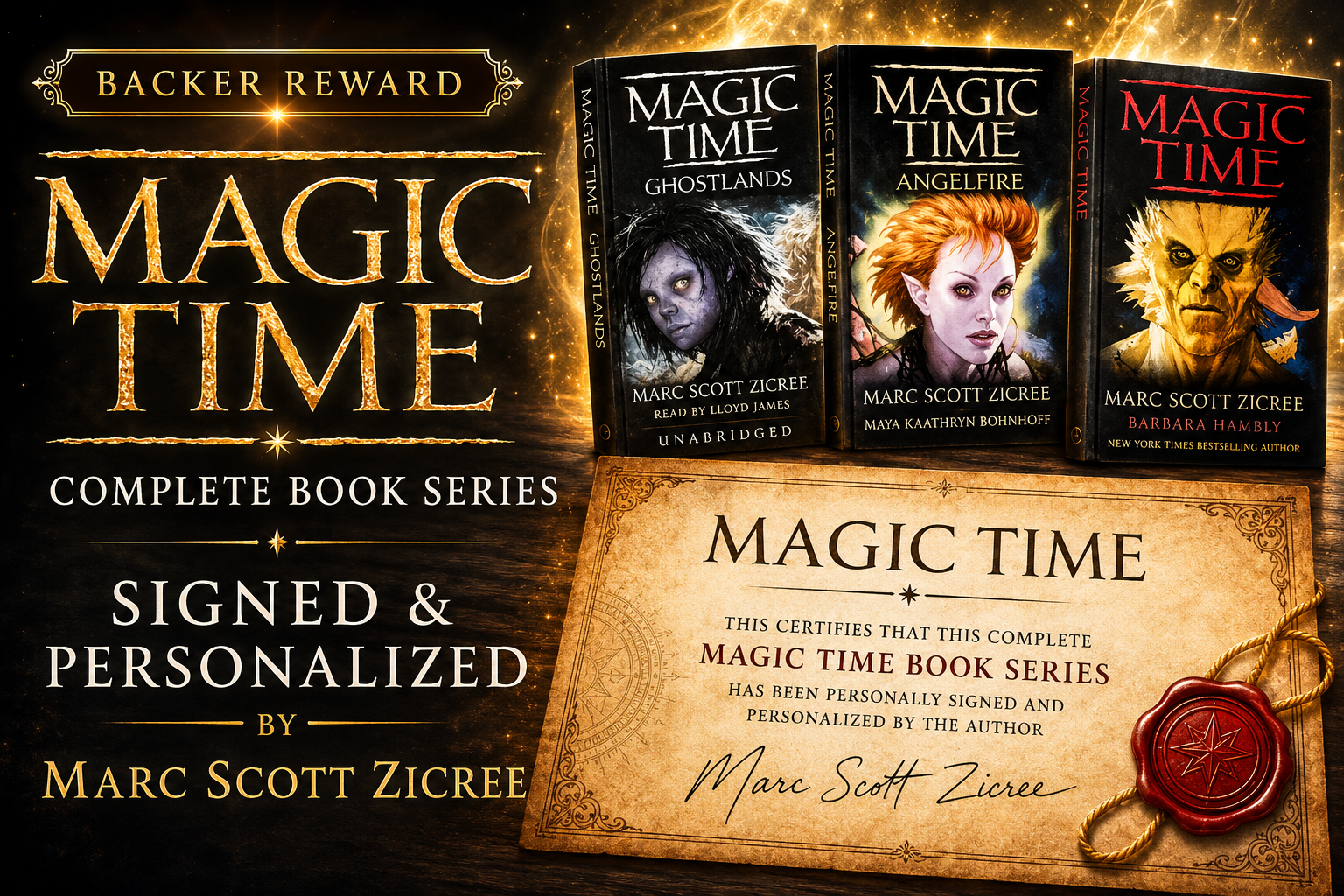 Signed Magic Time trilogy Kickstarter reward