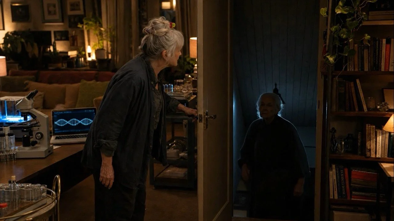 A visitor at the locked basement door