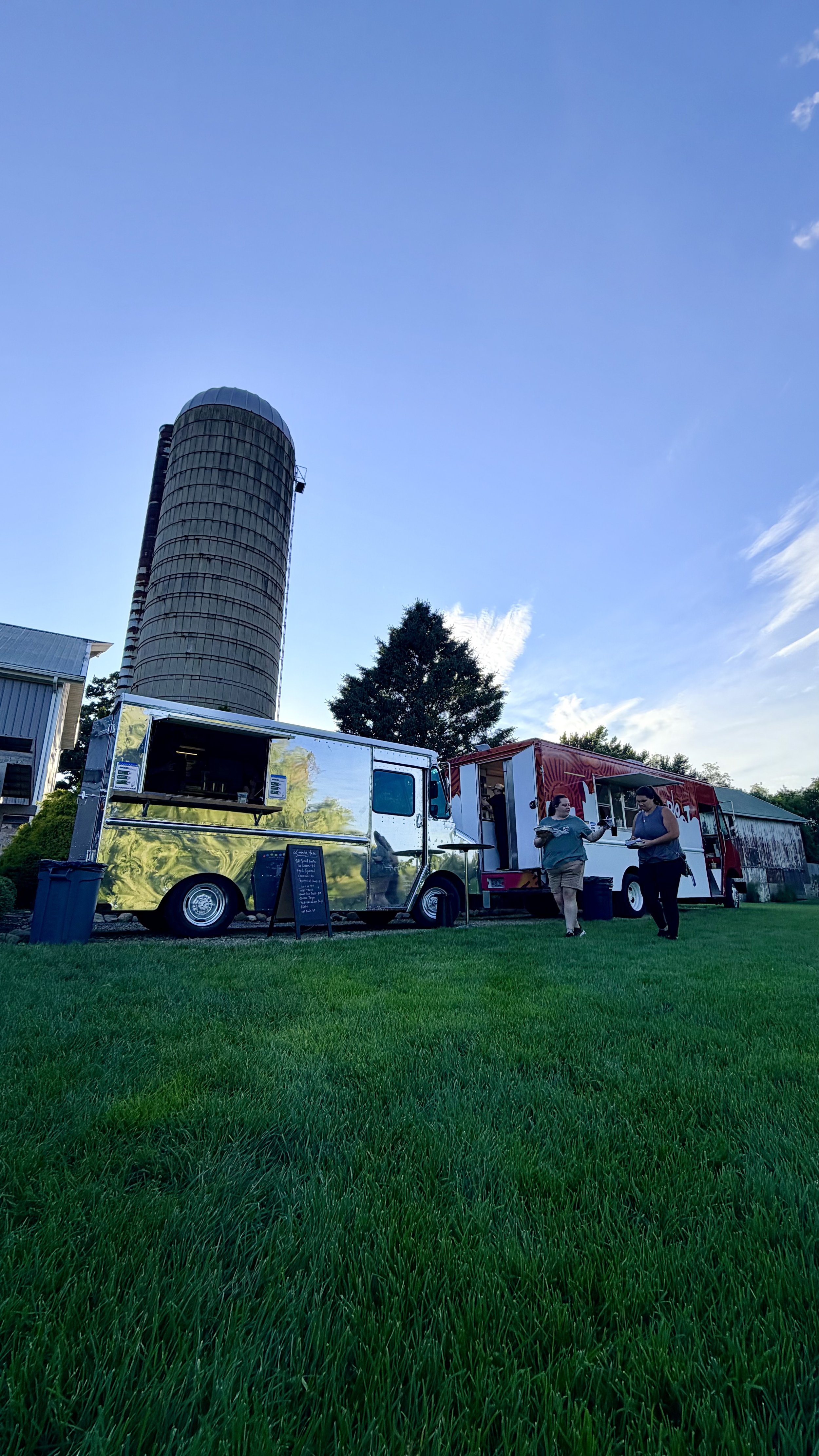The Lavender Haze mobile kitchen and cold-service truck together