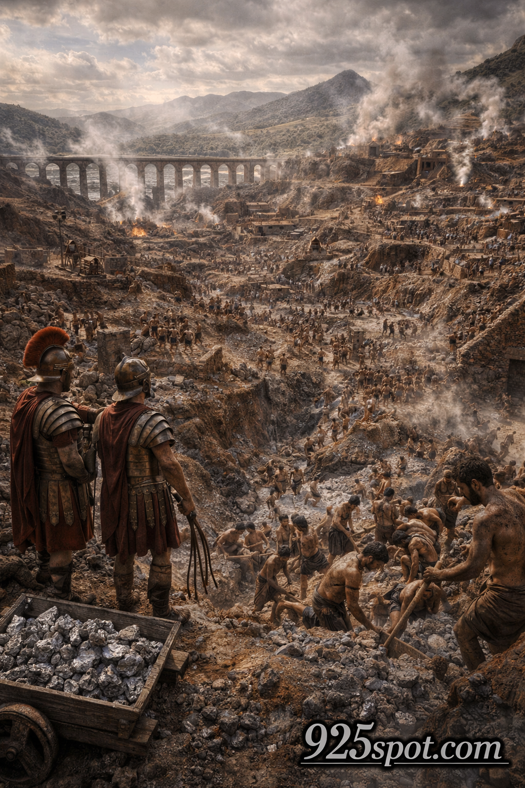 Roman Spain 40000 slaves 200 tons silver year denarius empire