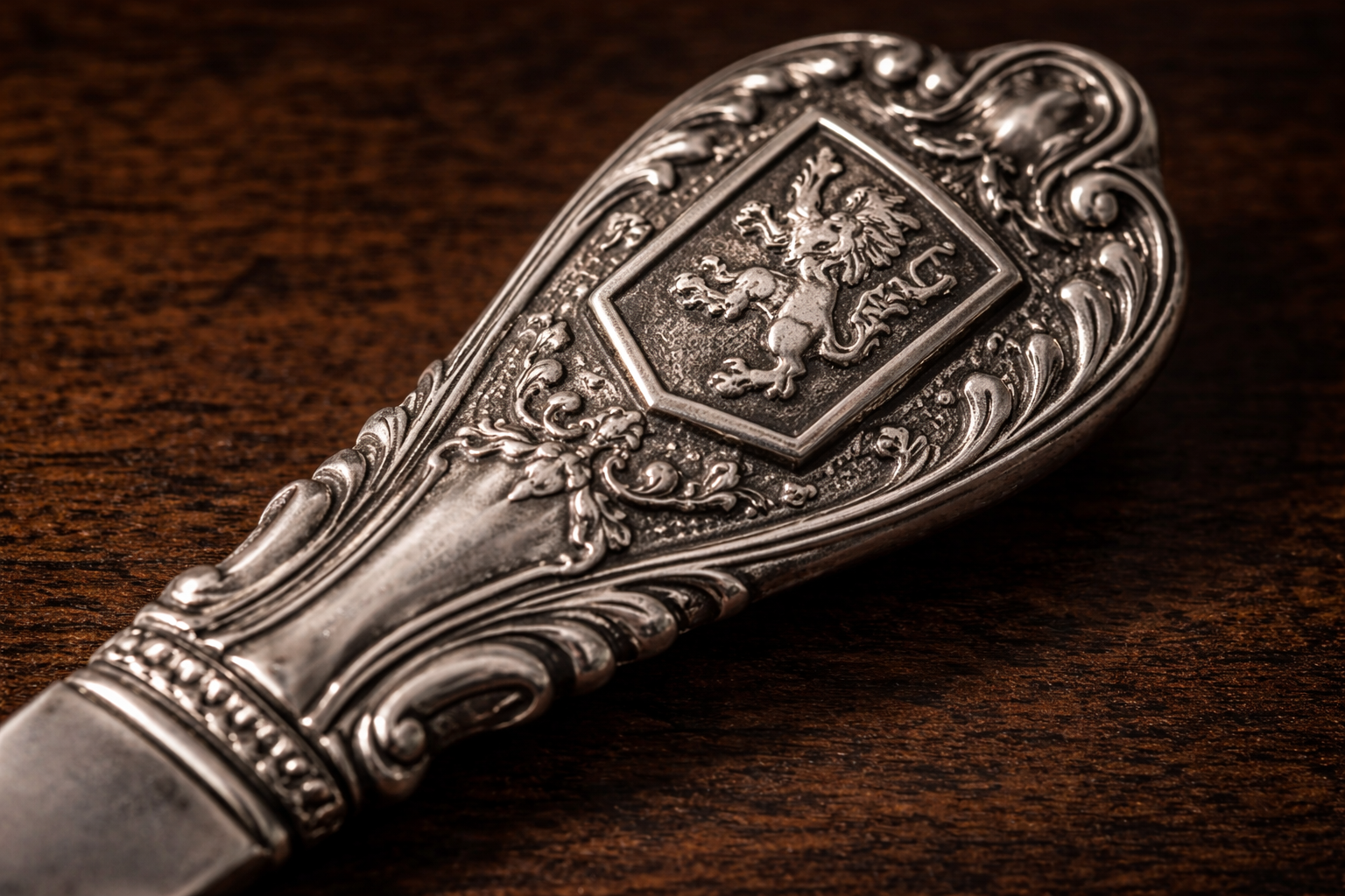 Antique sterling silver letter opener featuring the Lion Rampant hallmark from Edinburgh