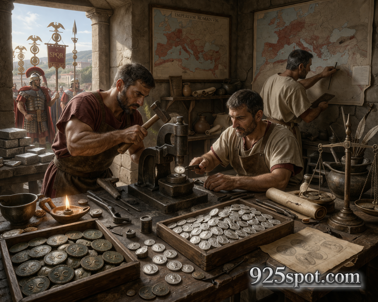 Roman denarius introduced 211 BCE multi-metal currency empire