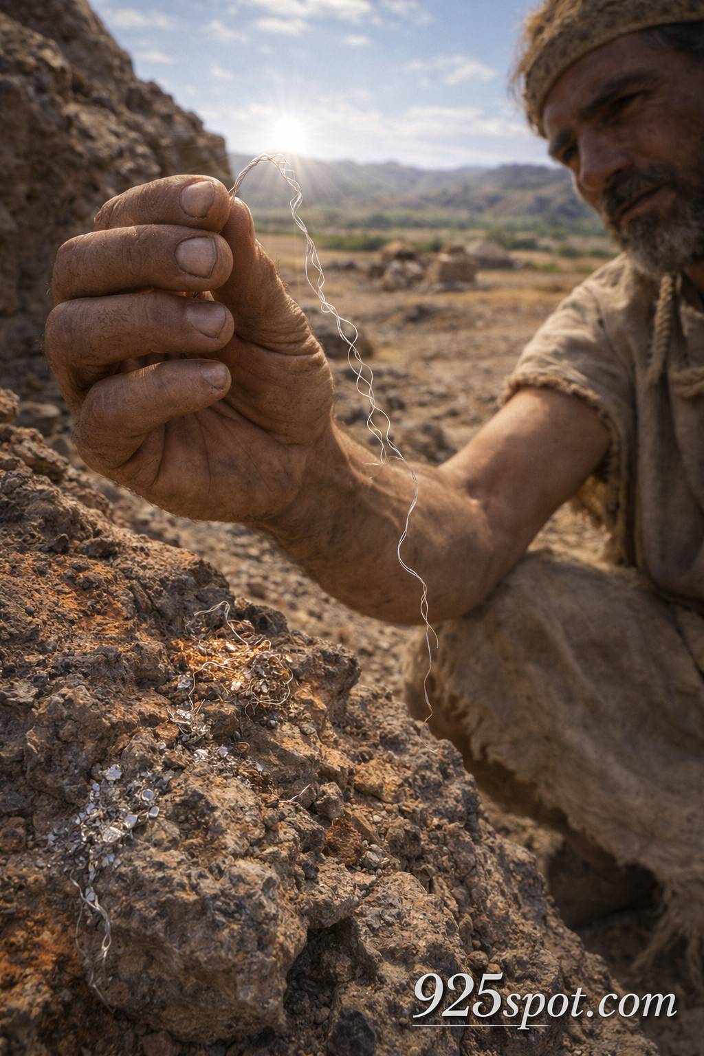Native silver thin wires not nuggets early discovery