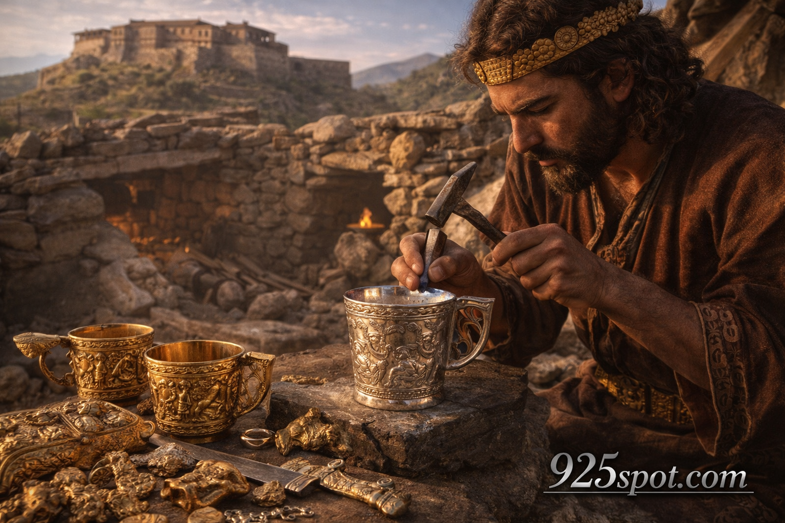 Mycenaean repoussé silver cups 1600 BCE elite burials warriors