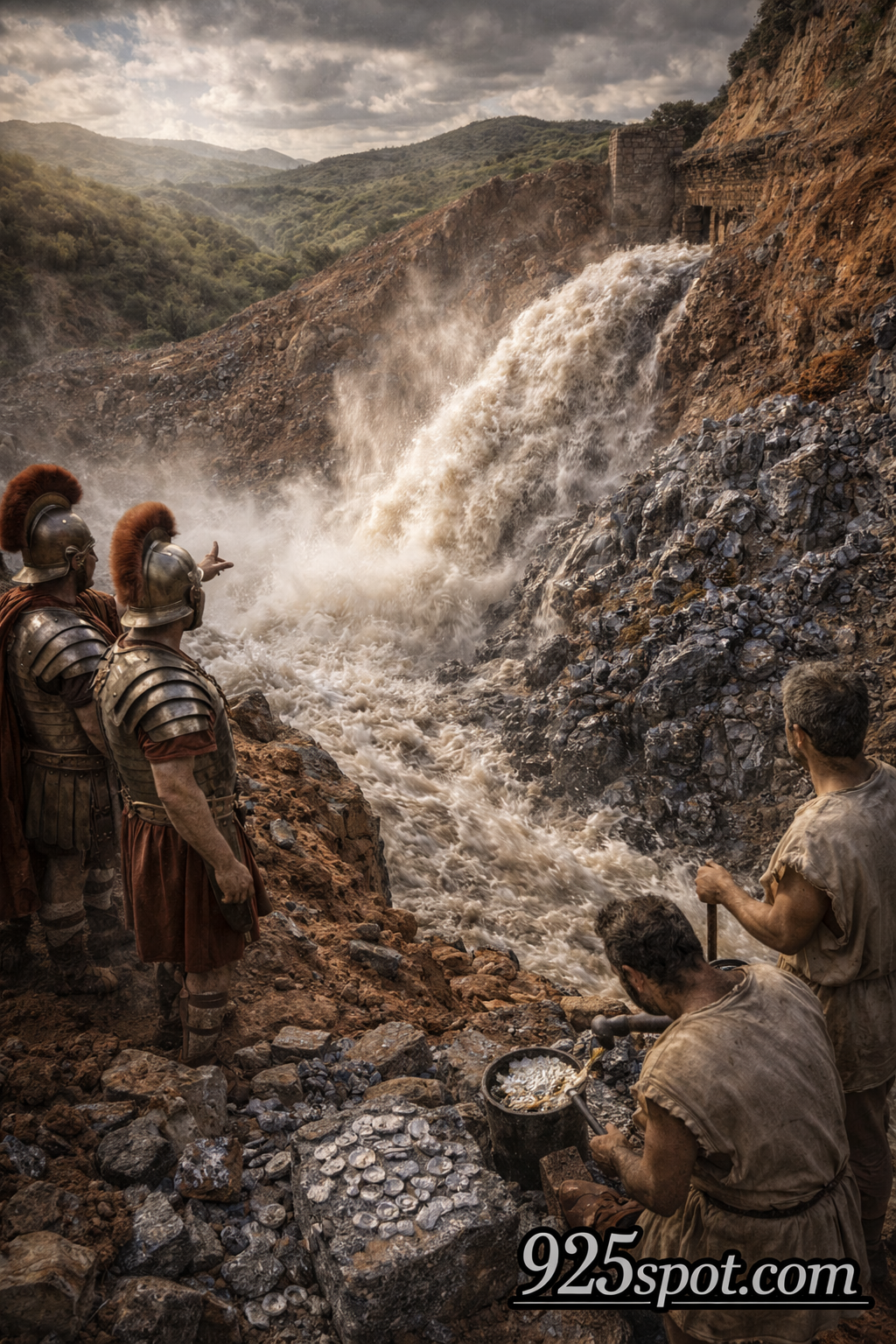 Roman hushing Iberia silver veins water blast engineering