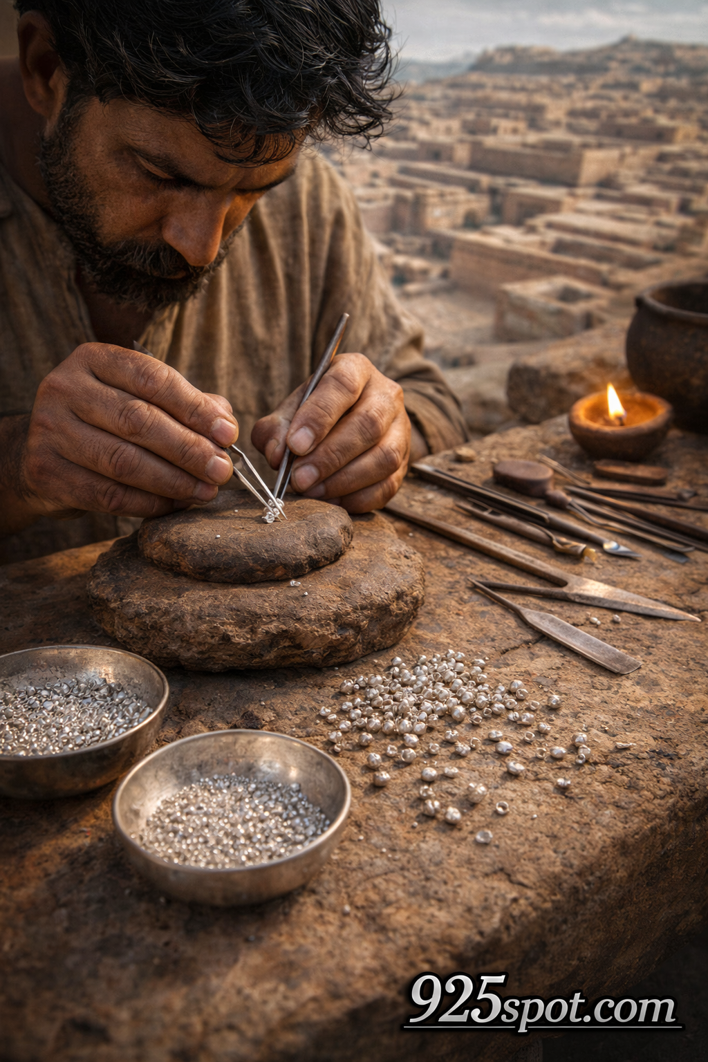 Indus Valley silver beads granulation 2600 BCE Harappan jewelry