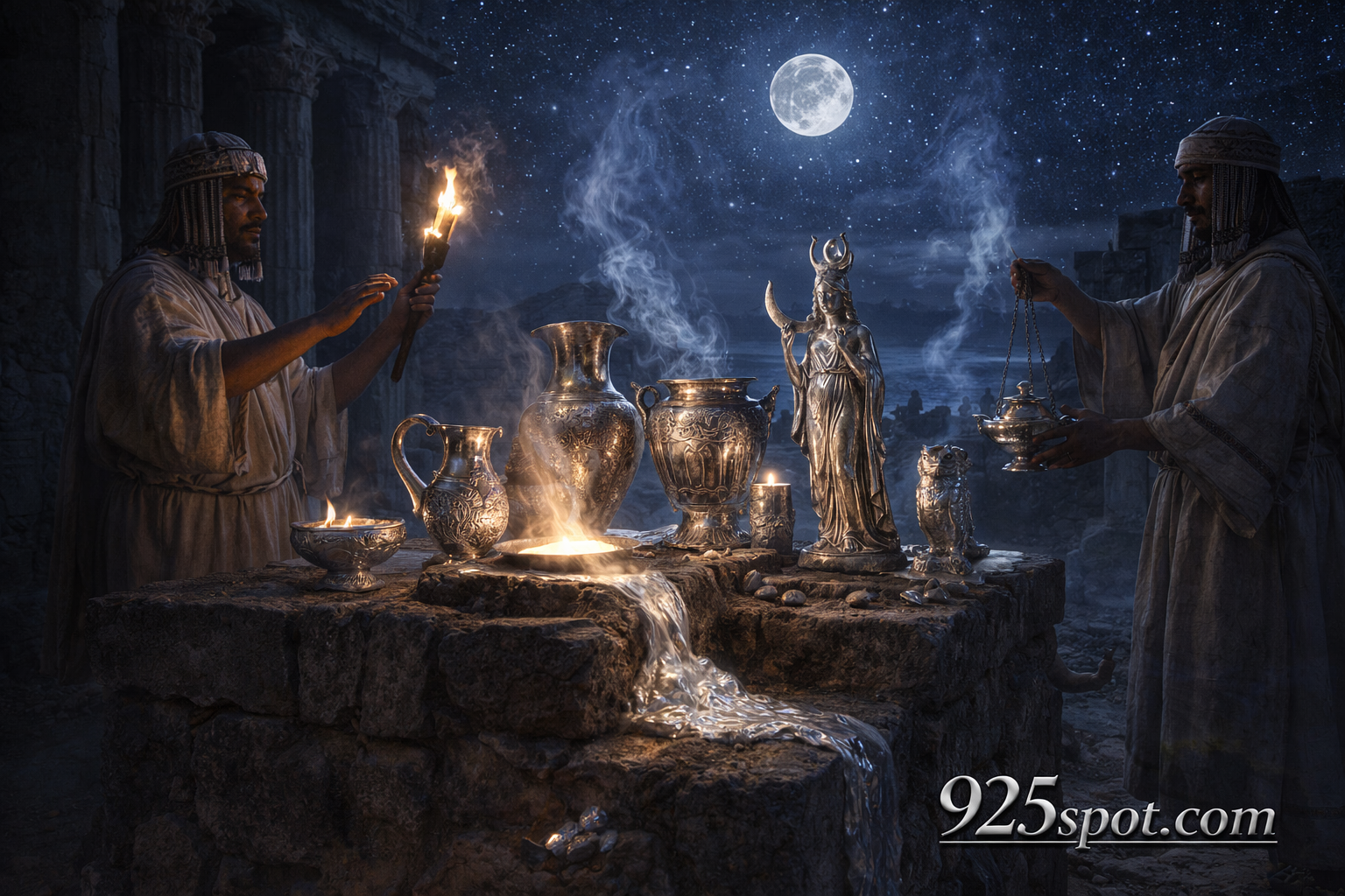 Silver lunar purity symbolism Mesopotamia Greece moon goddess