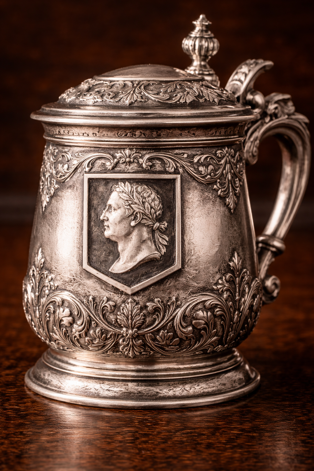 Georgian sterling silver tankard featuring the Sovereign’s Head duty mark