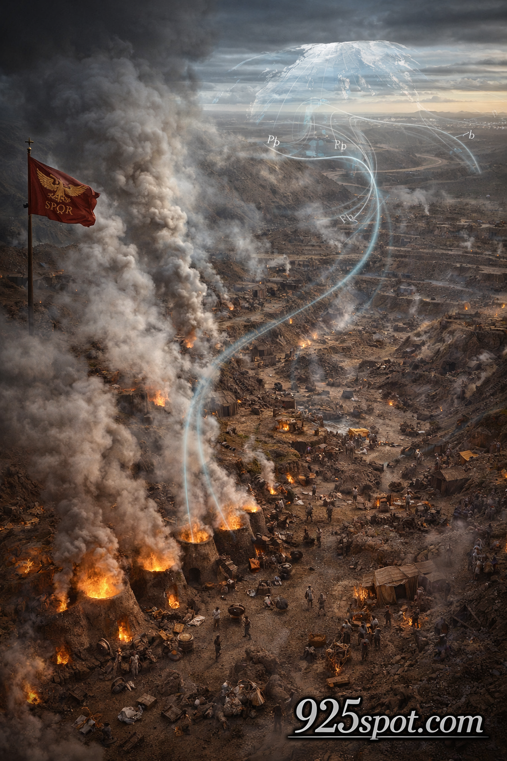 Roman silver lead mining atmospheric lead pollution Greenland ice cores