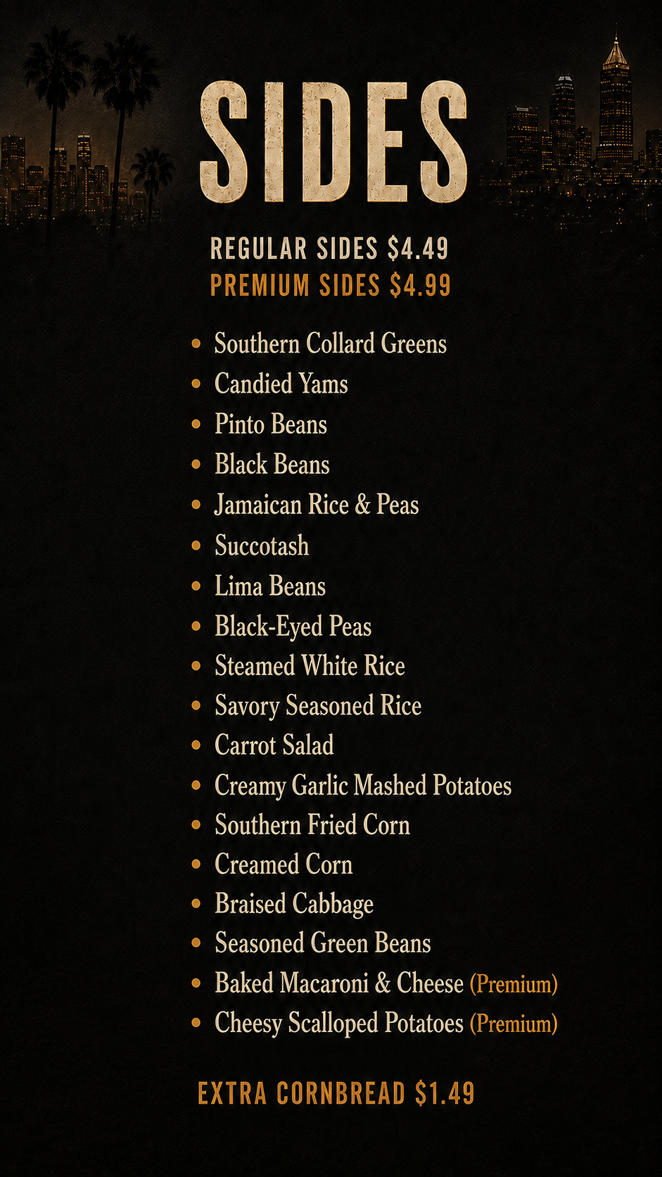 Buttler's sides menu optimized for mobile