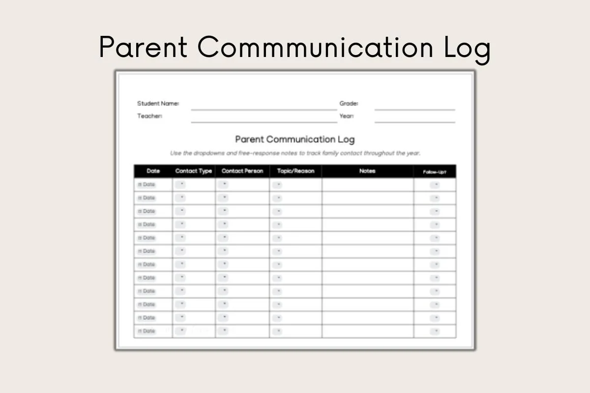 Parent communication log template
