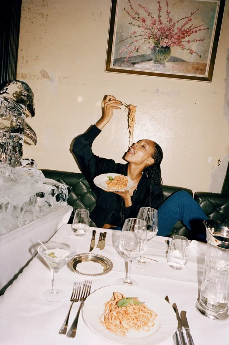 A guest twirling spaghetti