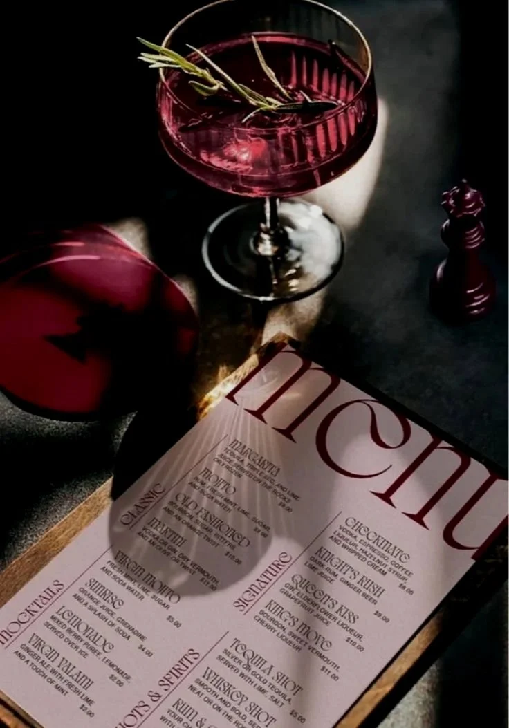 Red wine and the menu