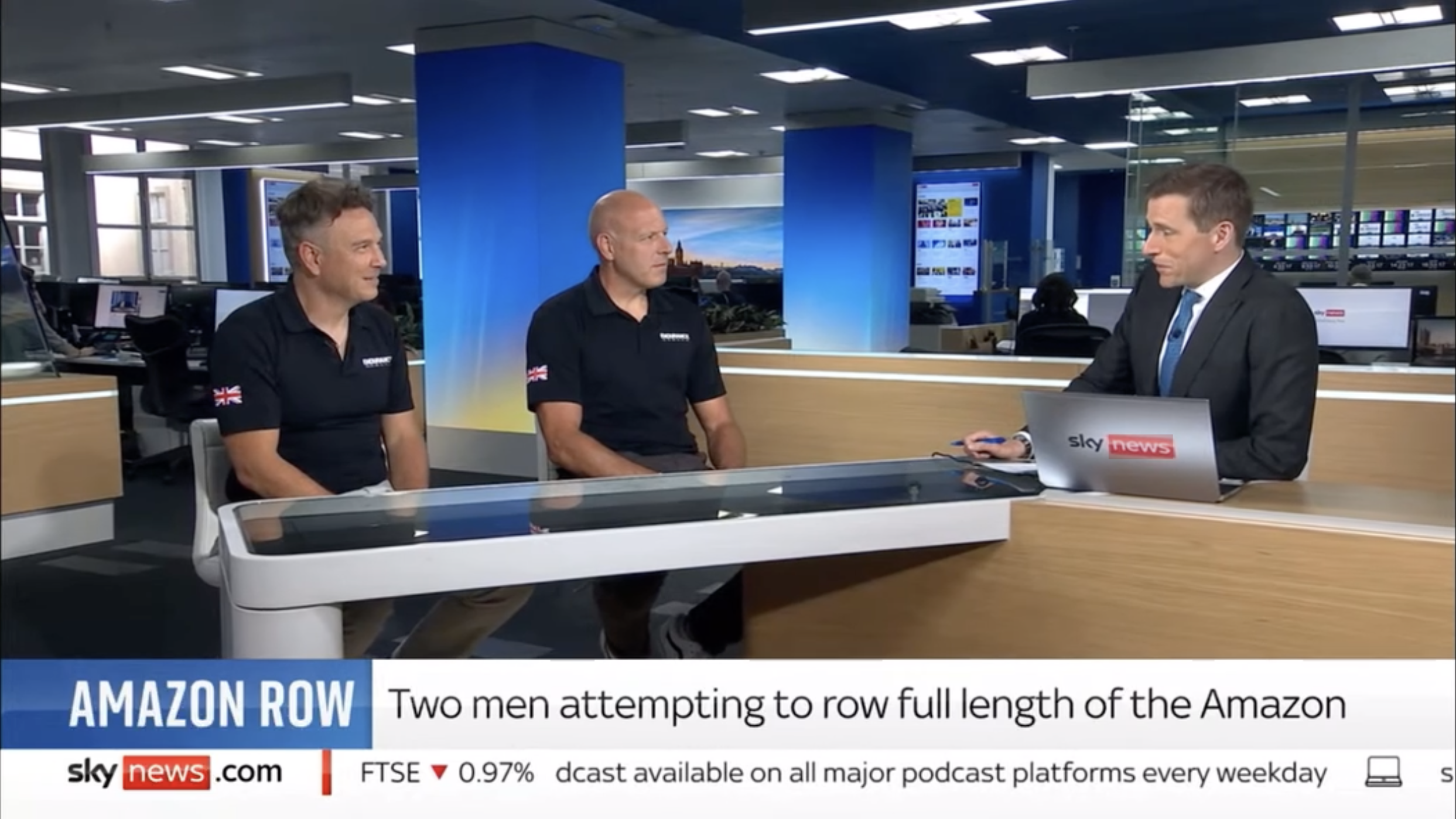 Darren and Simon of the Endurance Limits Amazon Row team interviewed on Sky News about rowing the full length of the Amazon River.