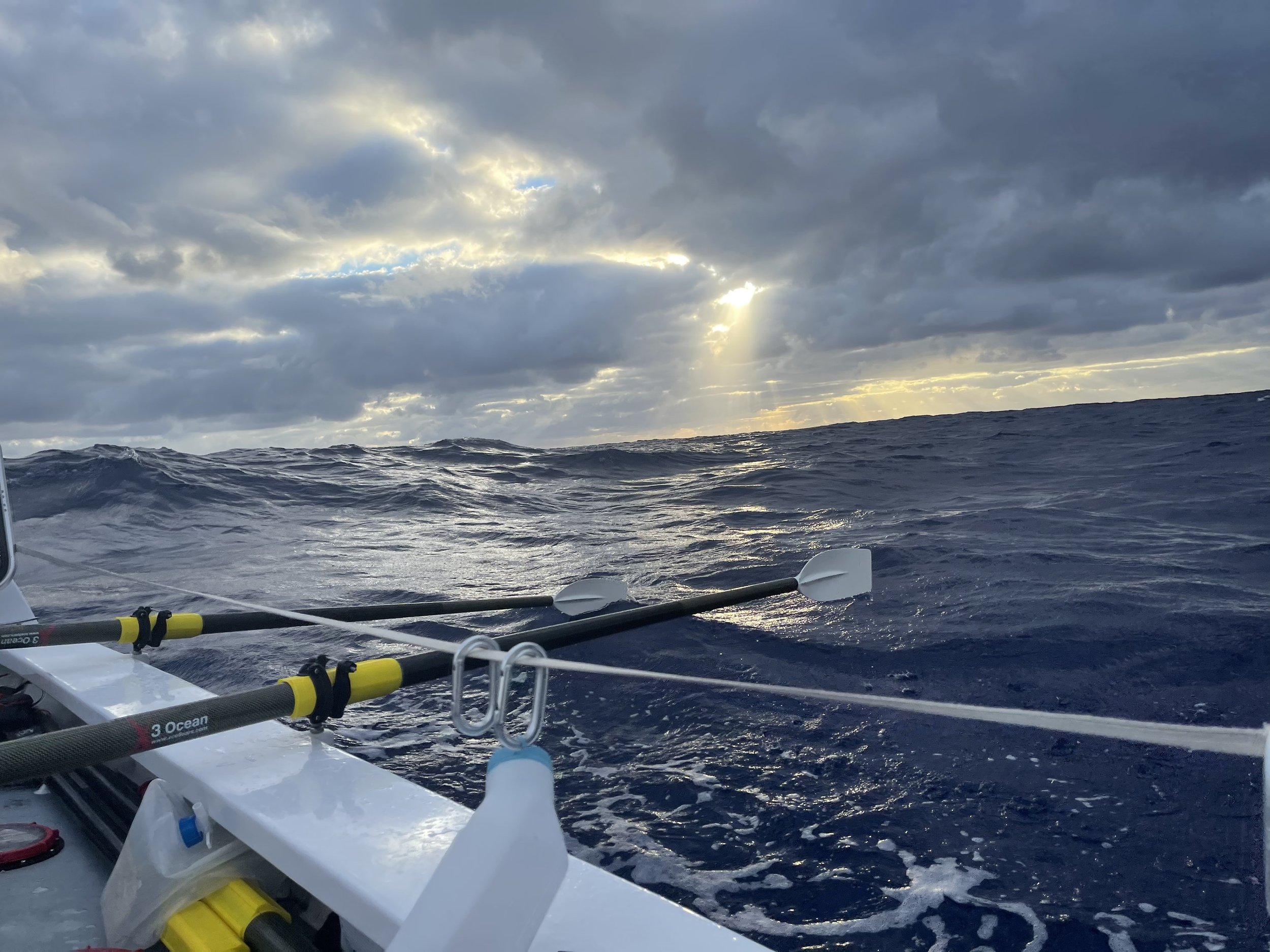 Endurance Limits Pacific Ocean Crossing rowing boat on the open ocean during the adventure.