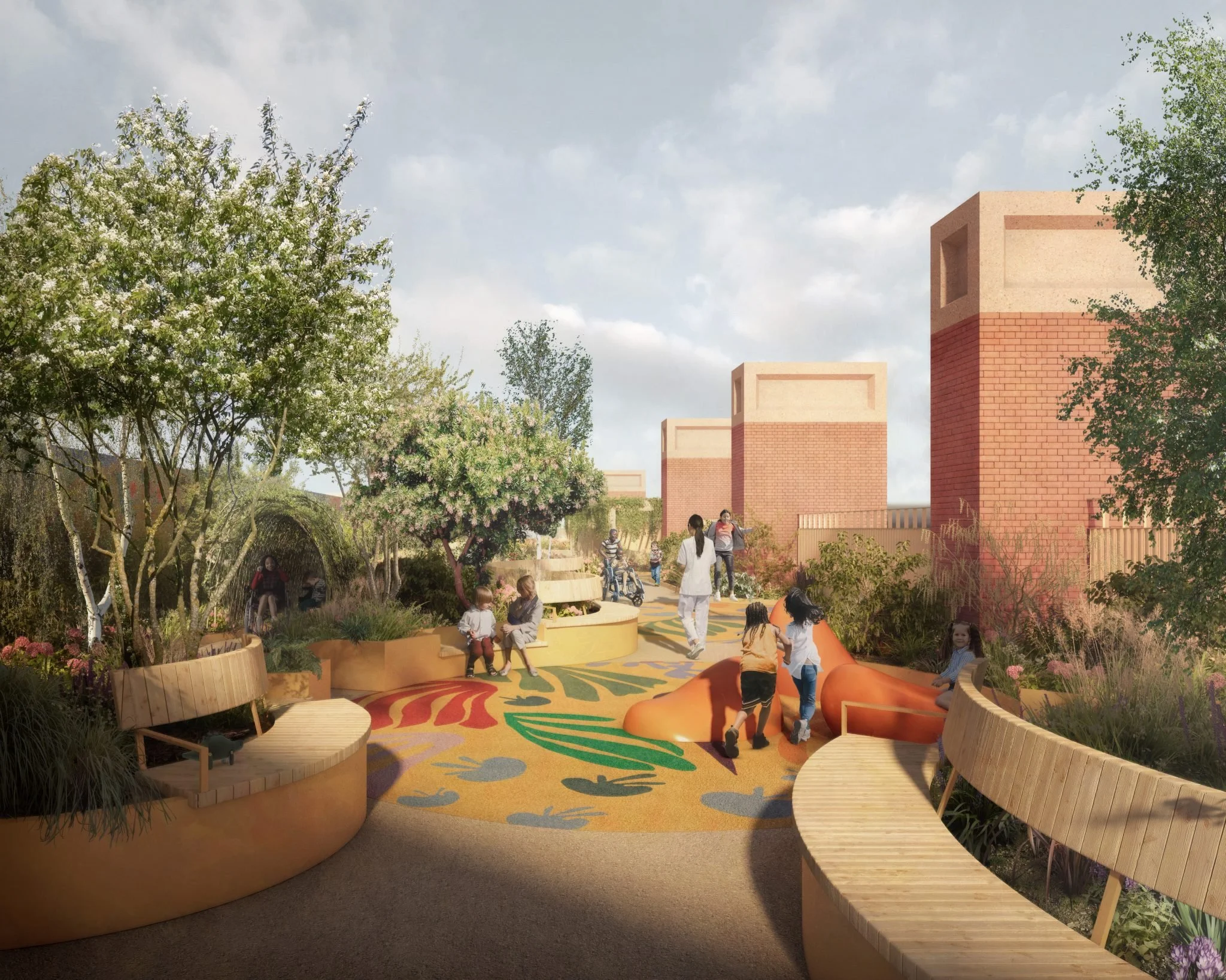 Proposed outdoor space design for Great Ormond Street Hospital, supported by Endurance Limits charity fundraising.