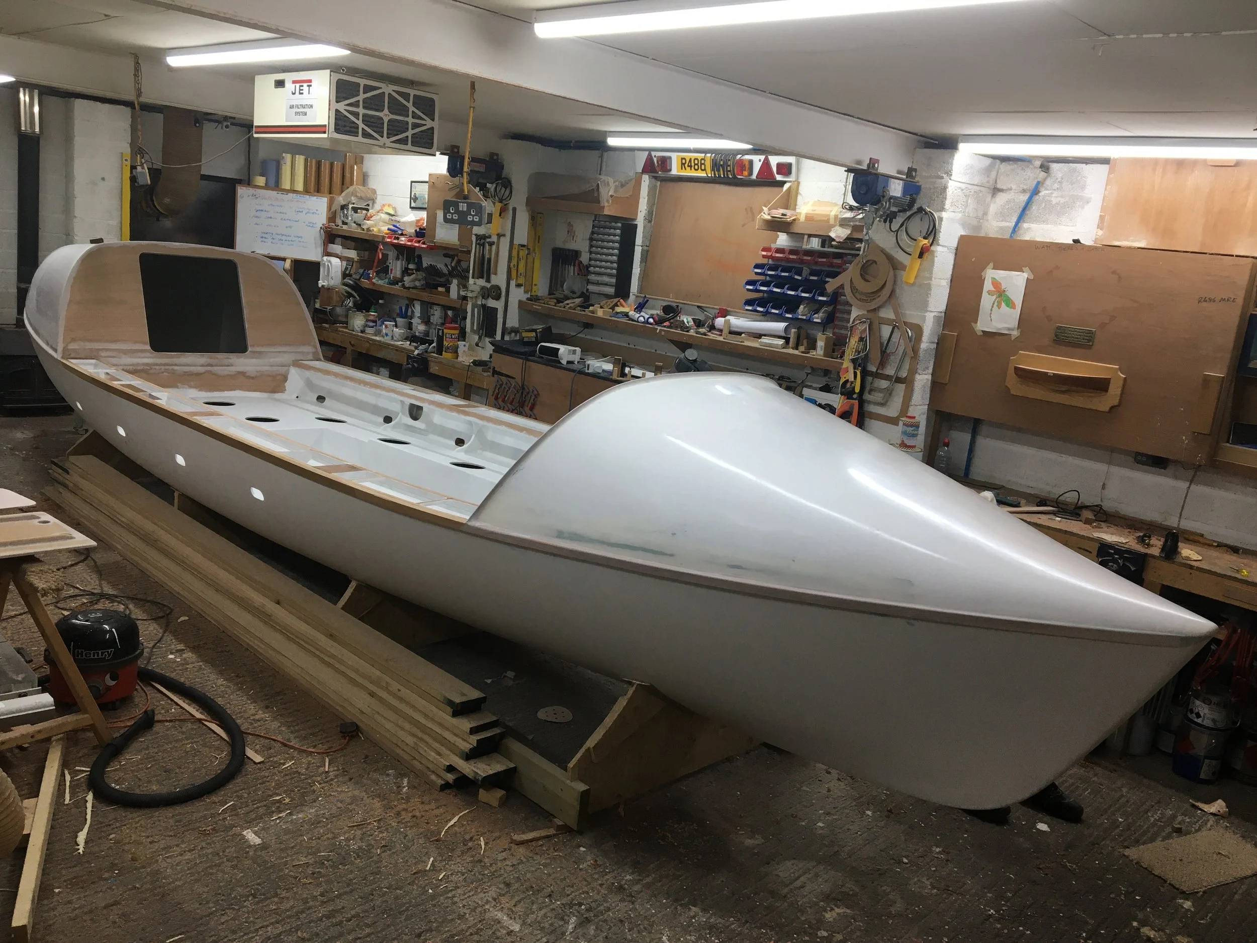 Custom-built rowing boat constructed for the Endurance Limits Pacific Ocean Crossing adventure.
