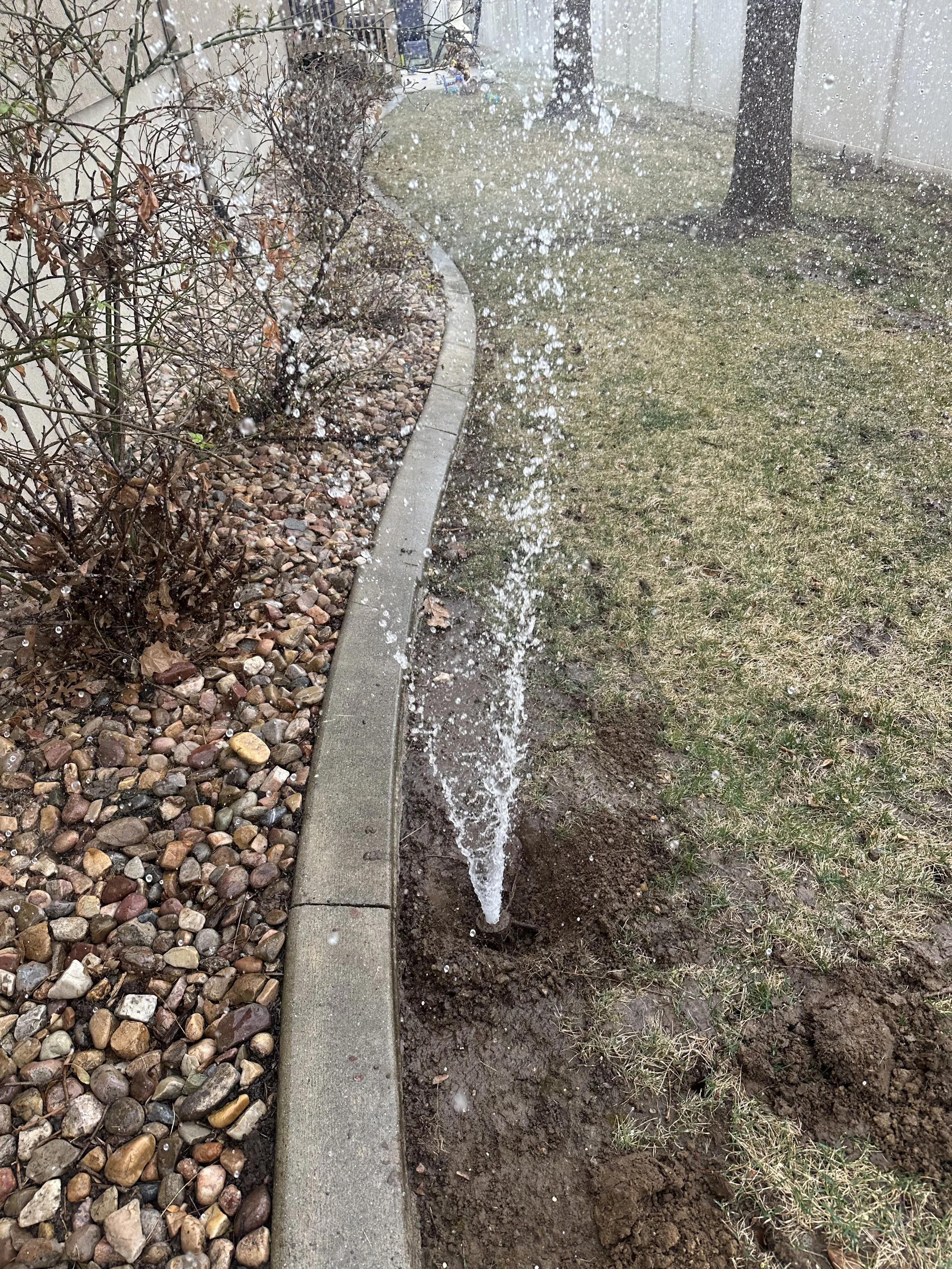Broken sprinkler before repair