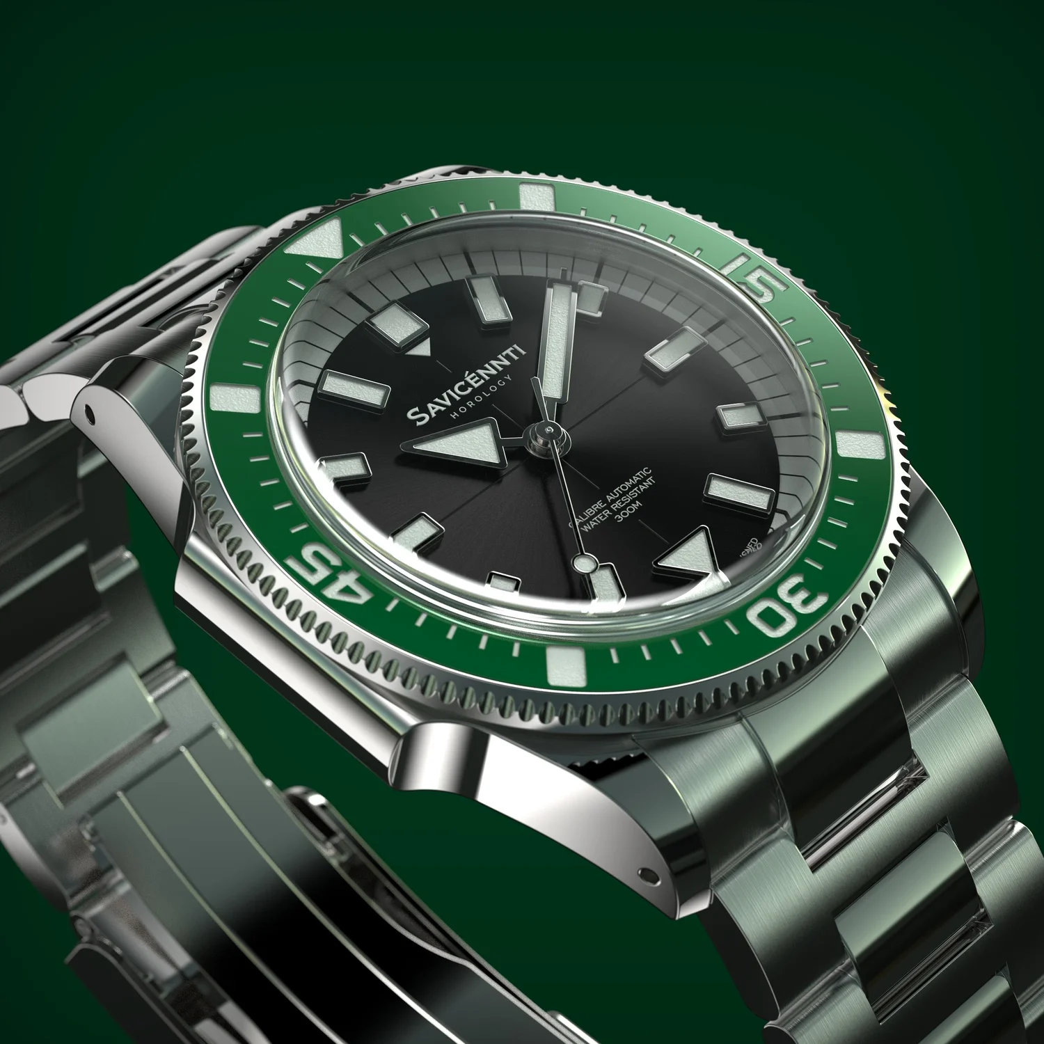 SAVICÉNNTI CETUS DIVER green metal bracelet front product image