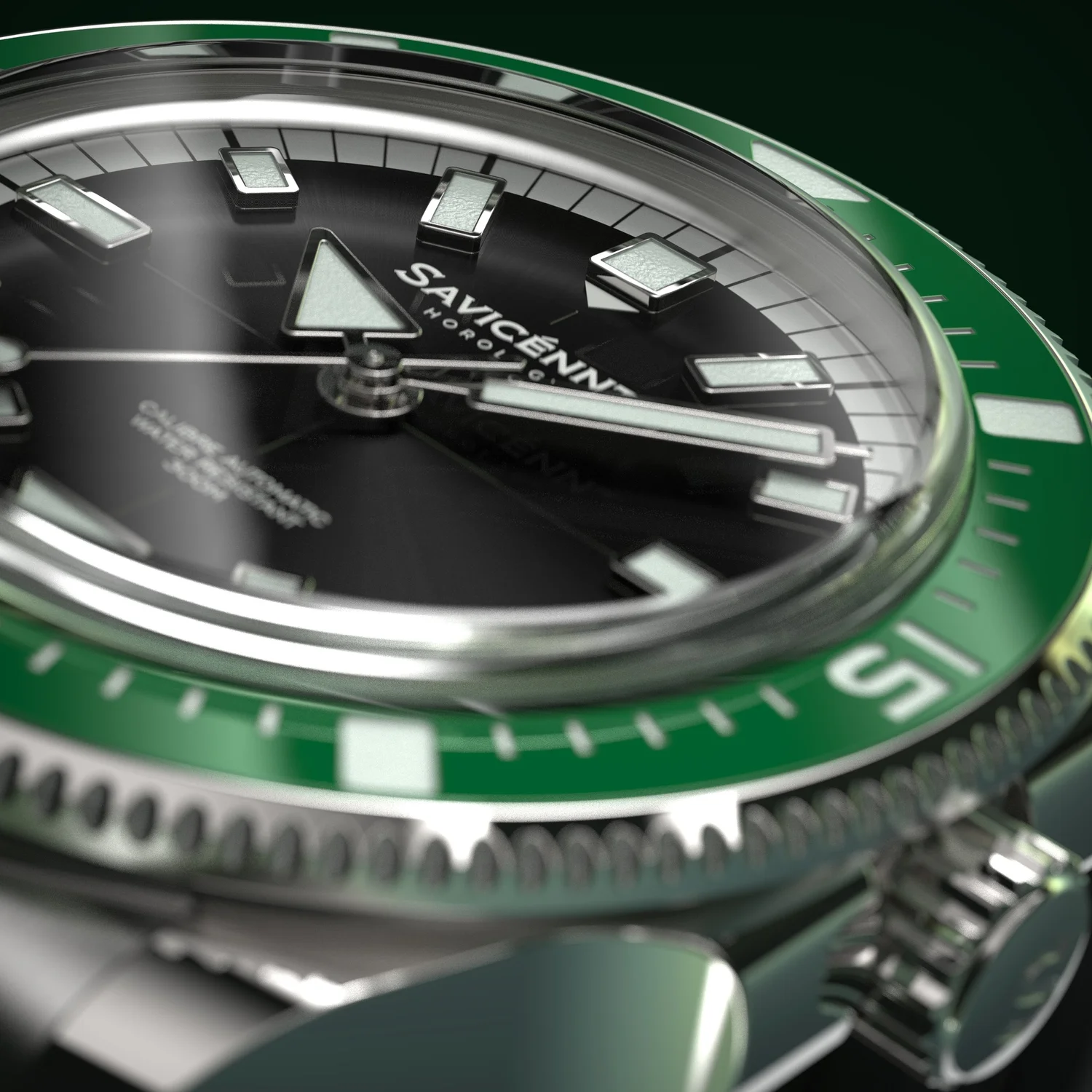 SAVICÉNNTI CETUS DIVER green rubber strap close-up product image
