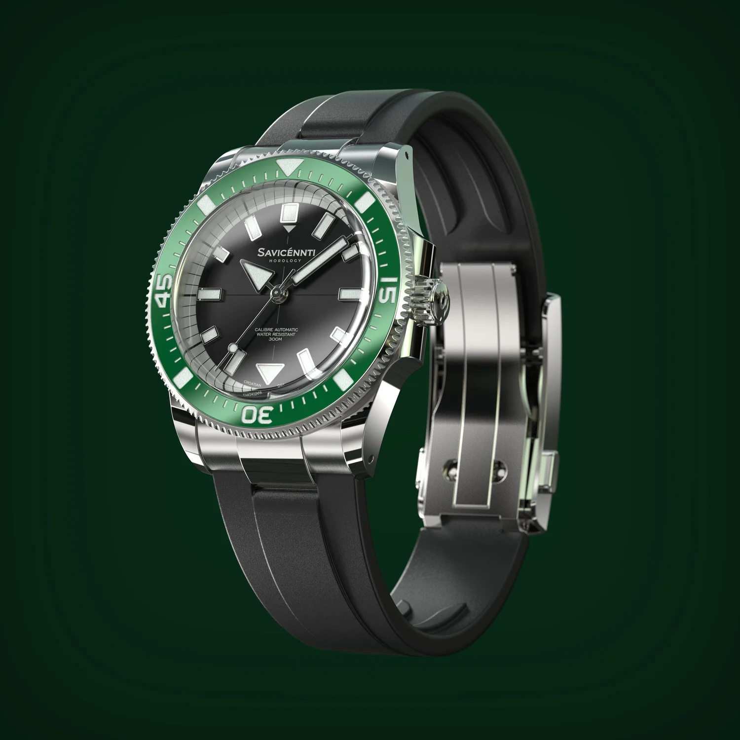 SAVICÉNNTI CETUS DIVER green rubber strap side product image