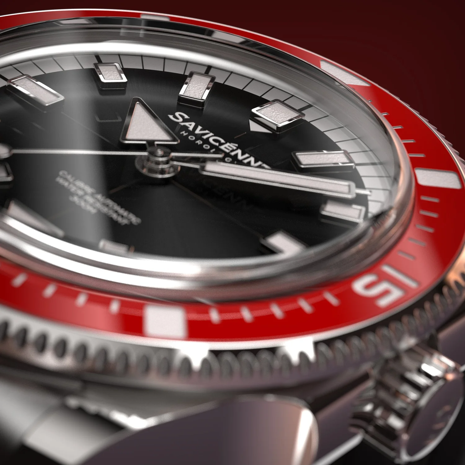 SAVICÉNNTI CETUS DIVER red rubber strap angled product image