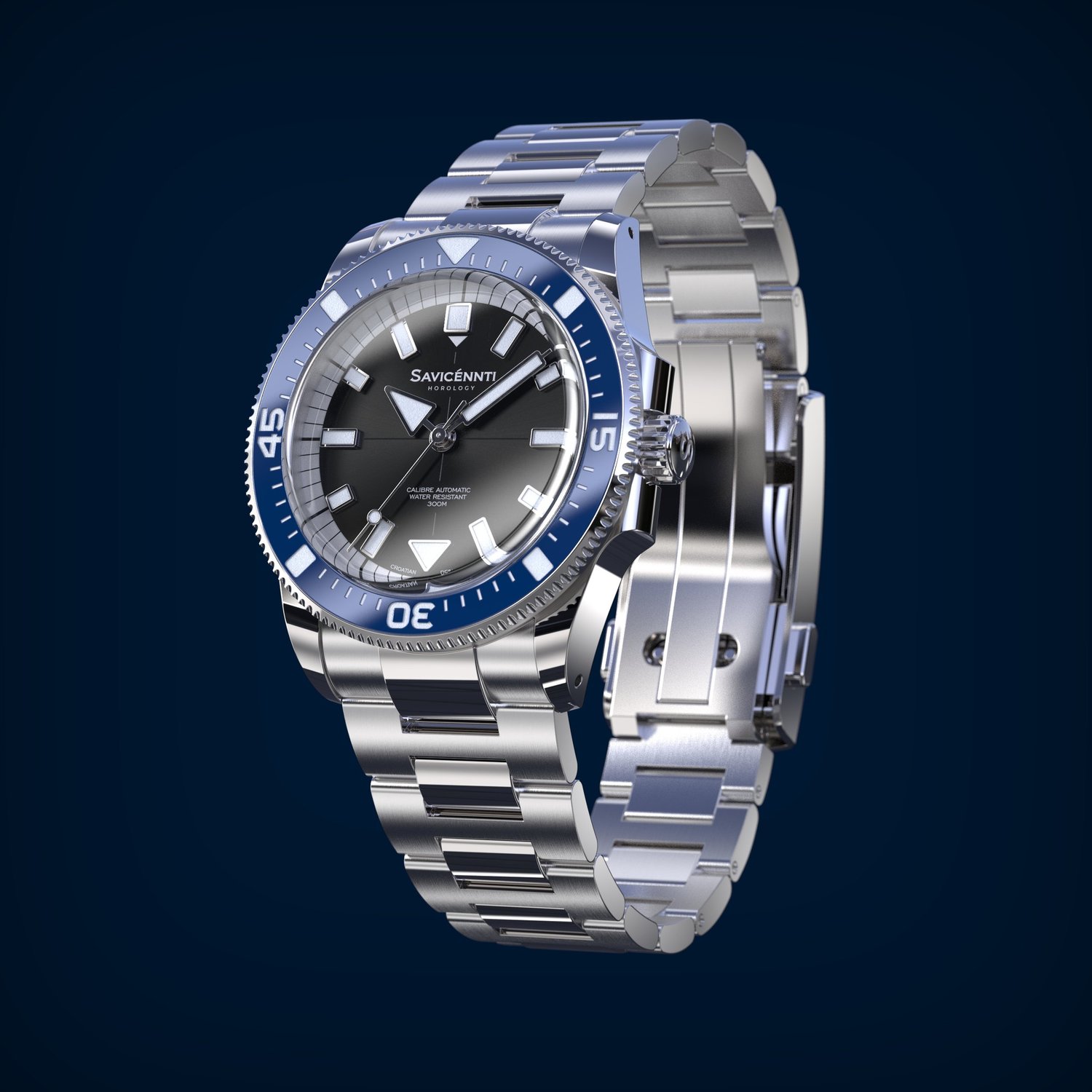 SAVICÉNNTI CETUS DIVER blue metal bracelet angled product image