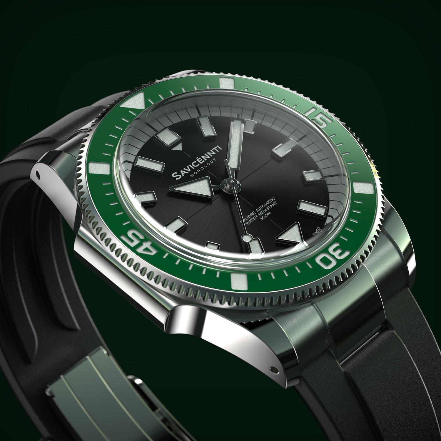SAVICÉNNTI CETUS DIVER green rubber strap front product image