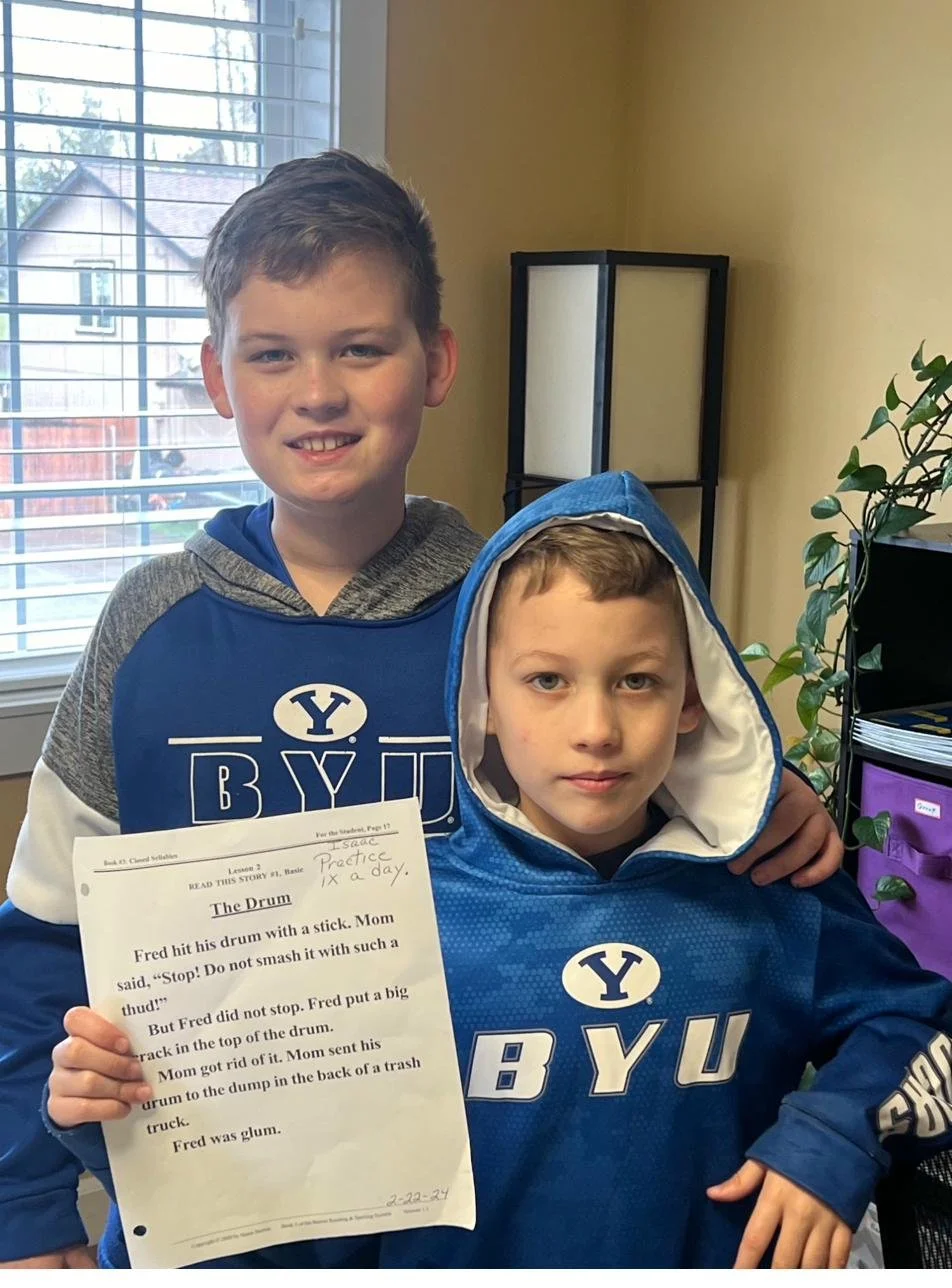 Students with reading practice sheet